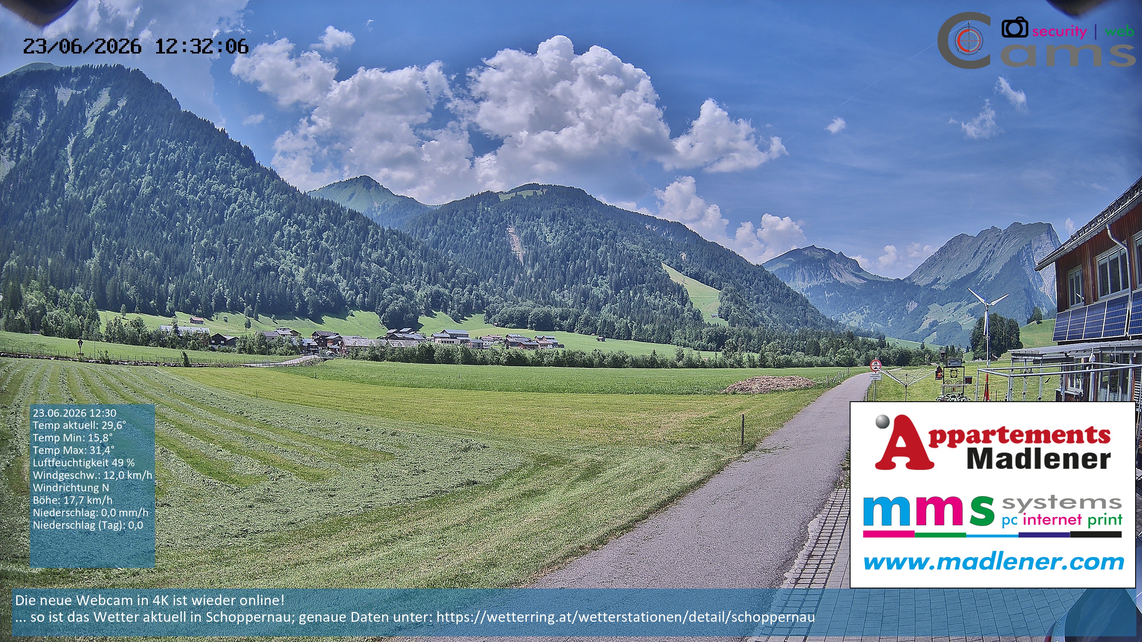 Archiv Foto Webcam Schoppernau Unterdorf im Bregenzerwald