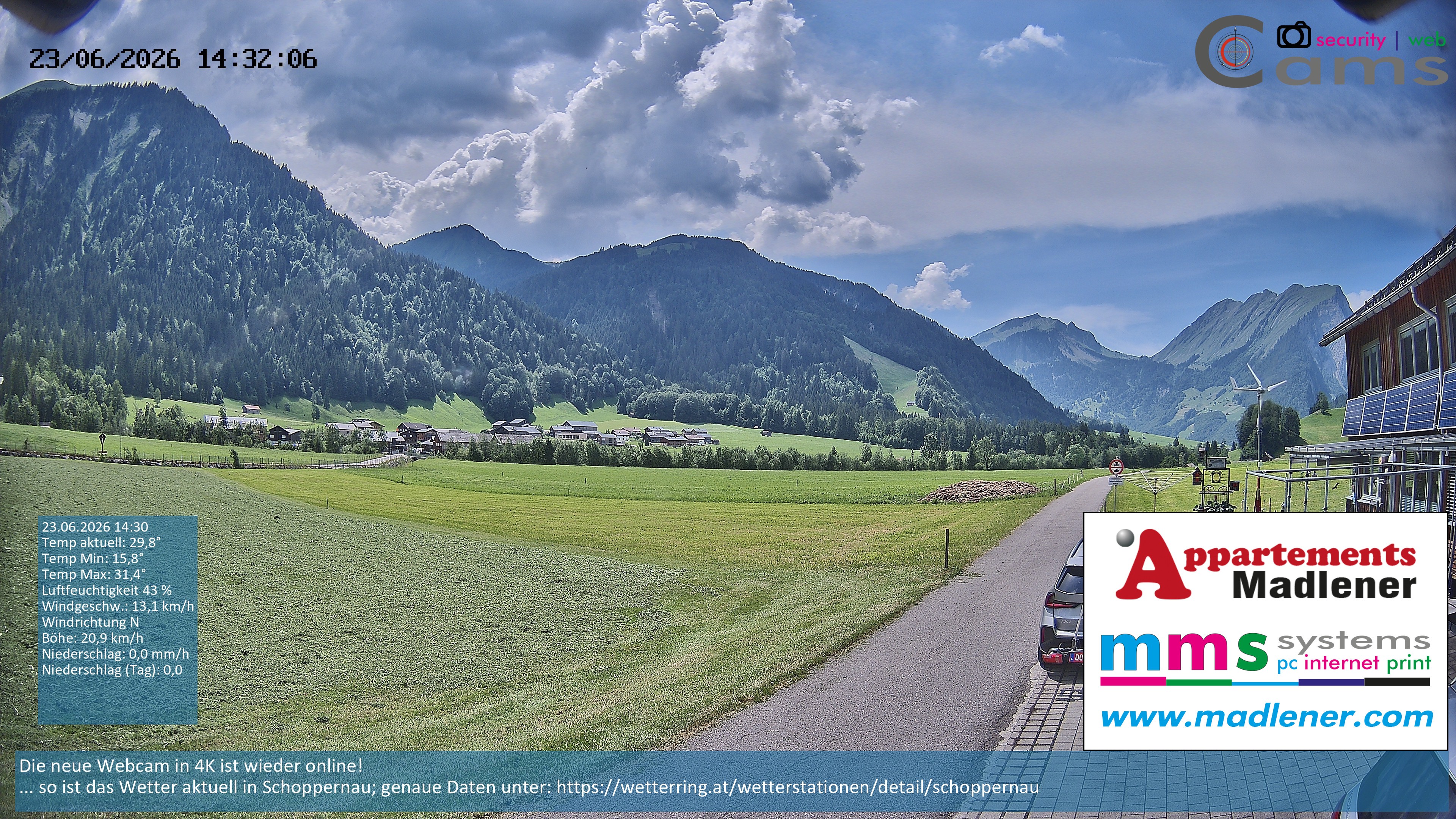 Archiv Foto Webcam Schoppernau Unterdorf im Bregenzerwald