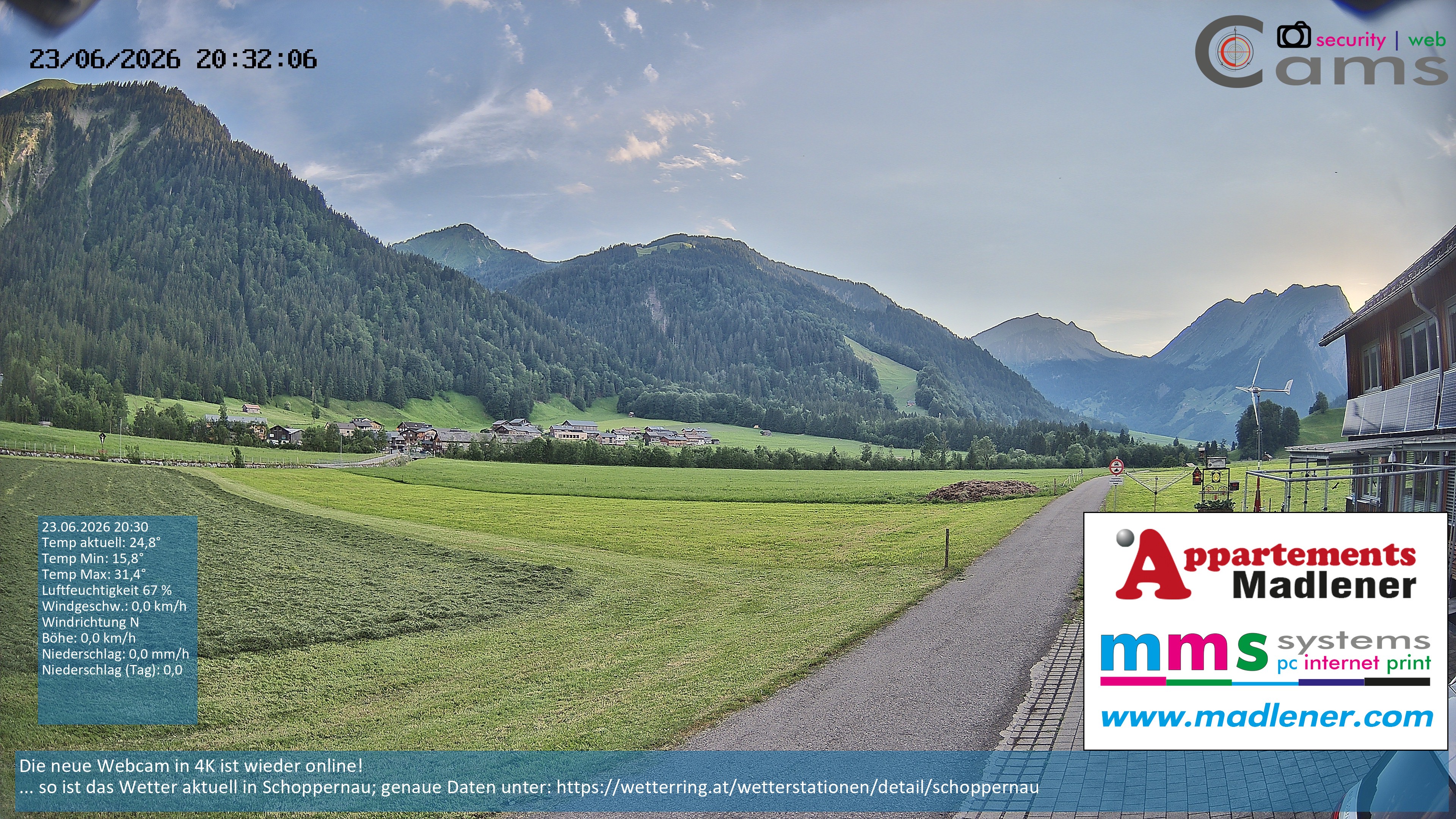Archiv Foto Webcam Schoppernau Unterdorf im Bregenzerwald