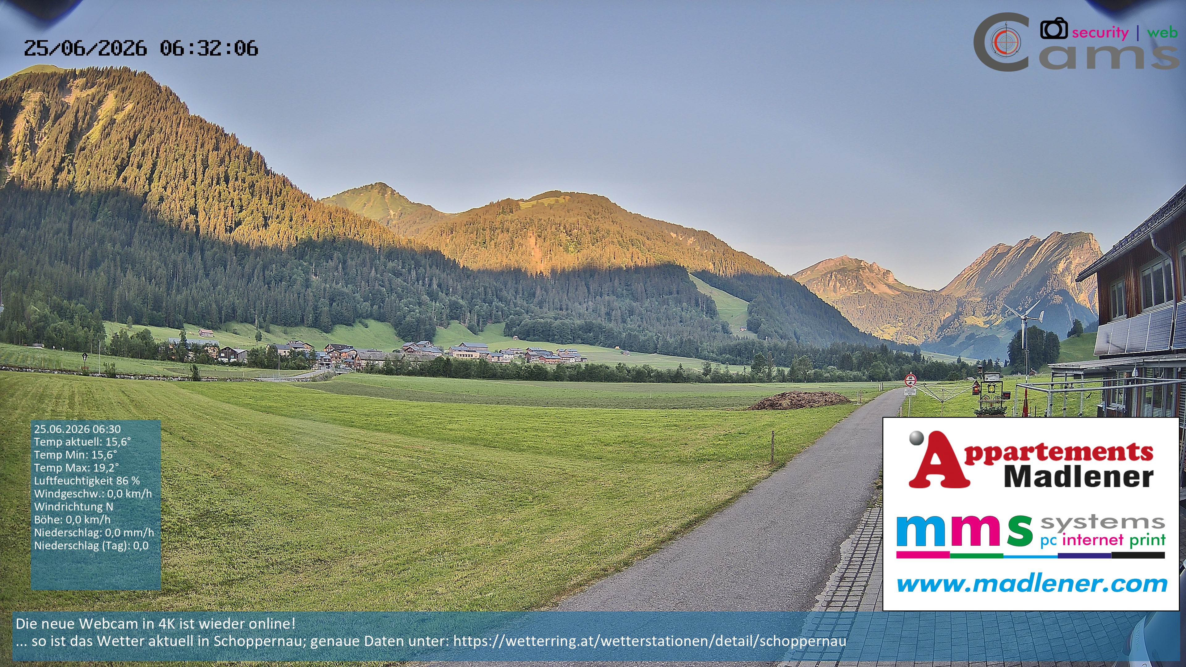 Archived image Webcam Schoppernau lower valley in the Bregenzerwald