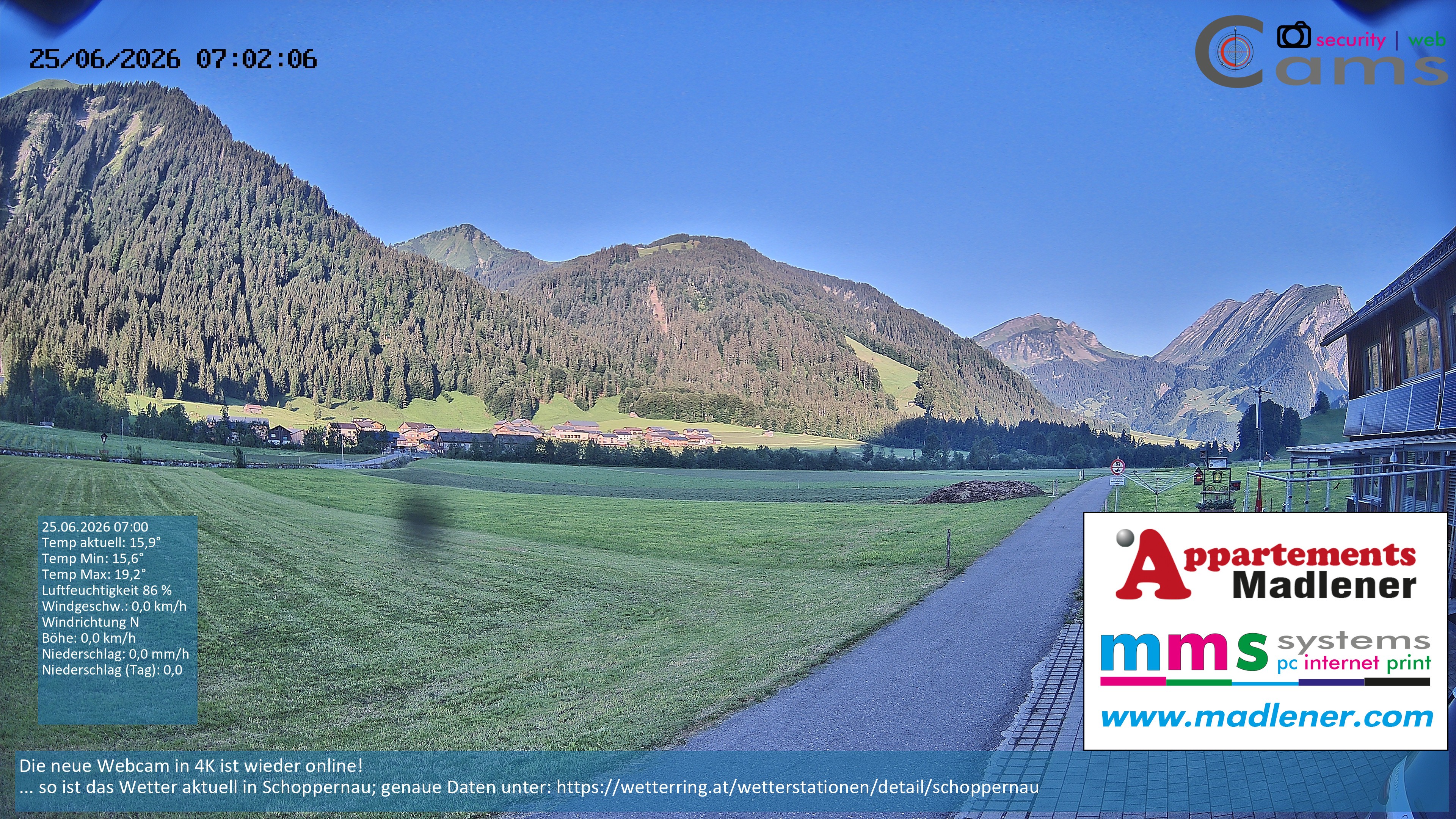 Archived image Webcam Schoppernau lower valley in the Bregenzerwald