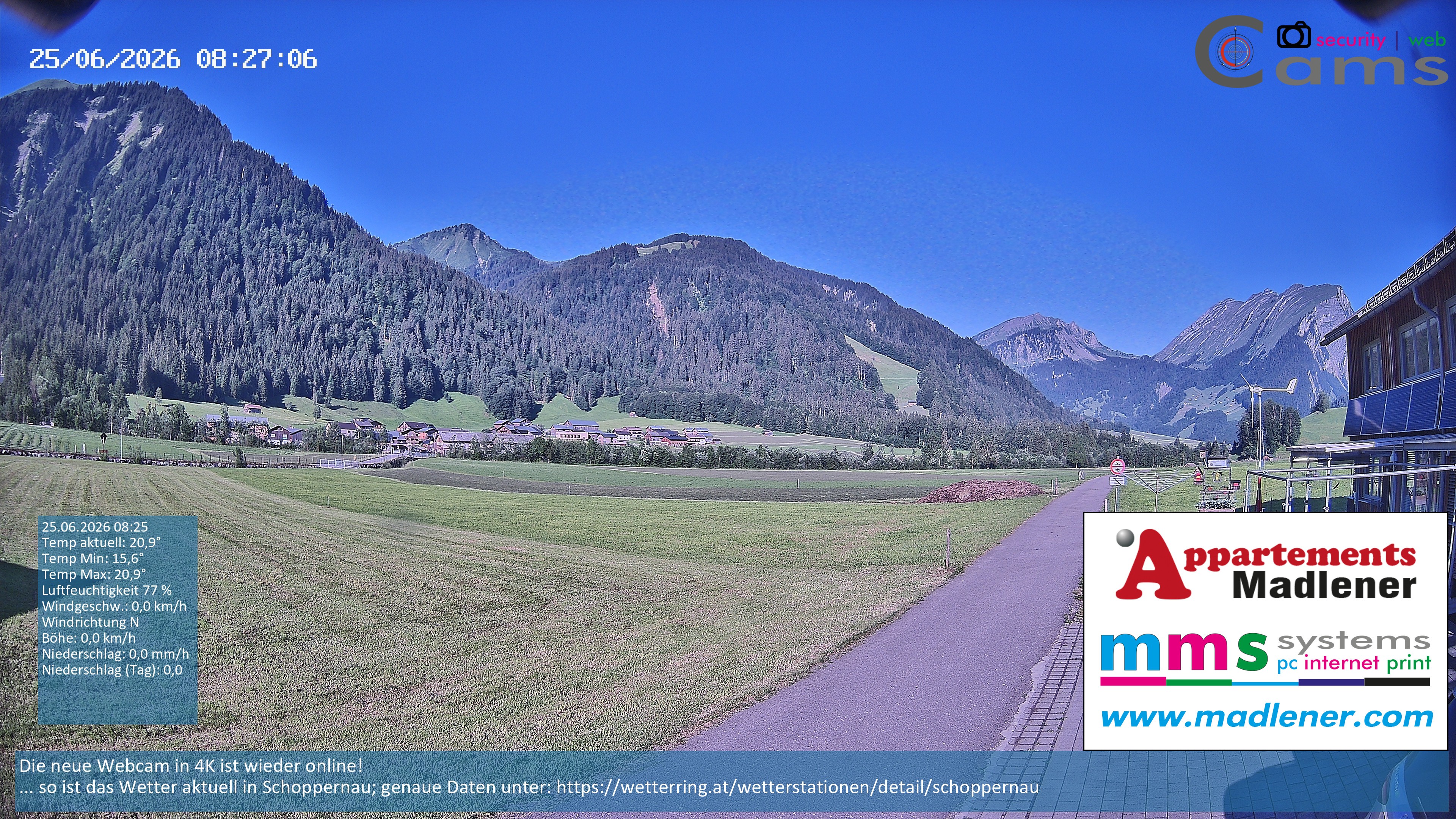 Archived image Webcam Schoppernau lower valley in the Bregenzerwald