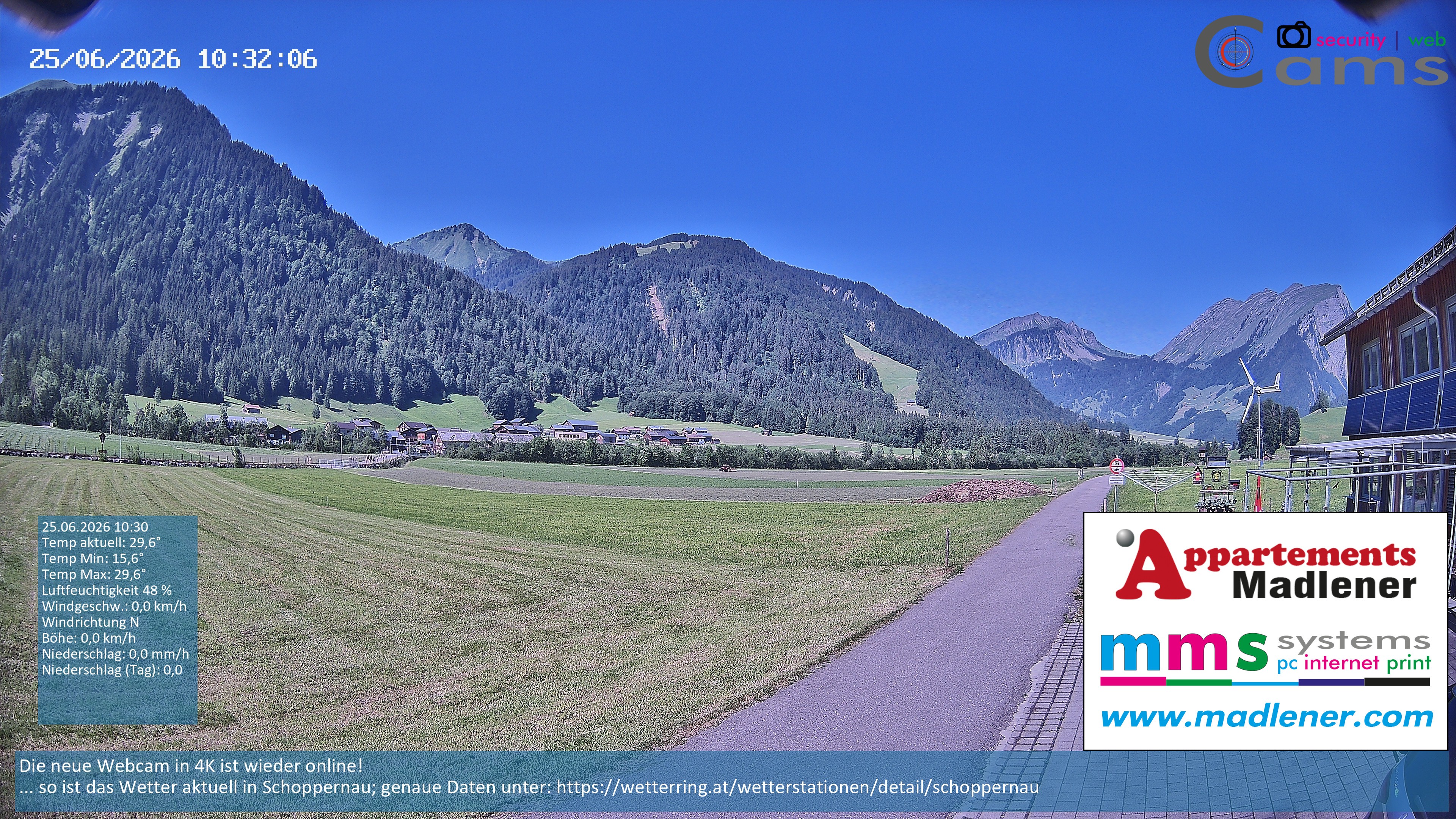 Archived image Webcam Schoppernau lower valley in the Bregenzerwald