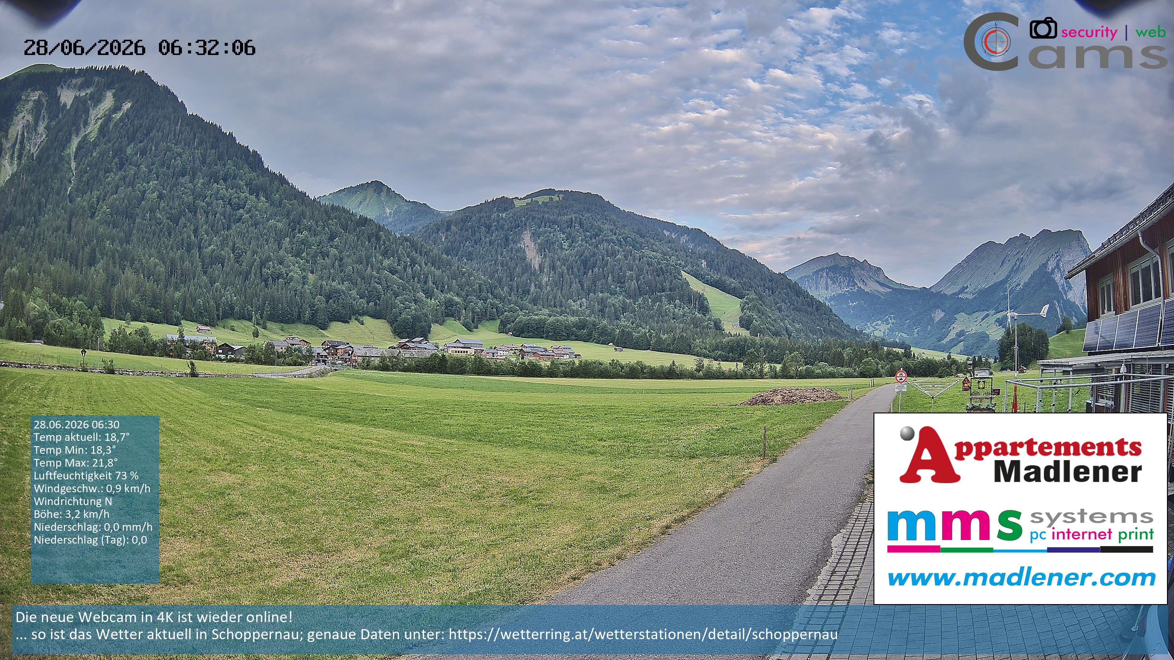 Archiv Foto Webcam Schoppernau Unterdorf im Bregenzerwald