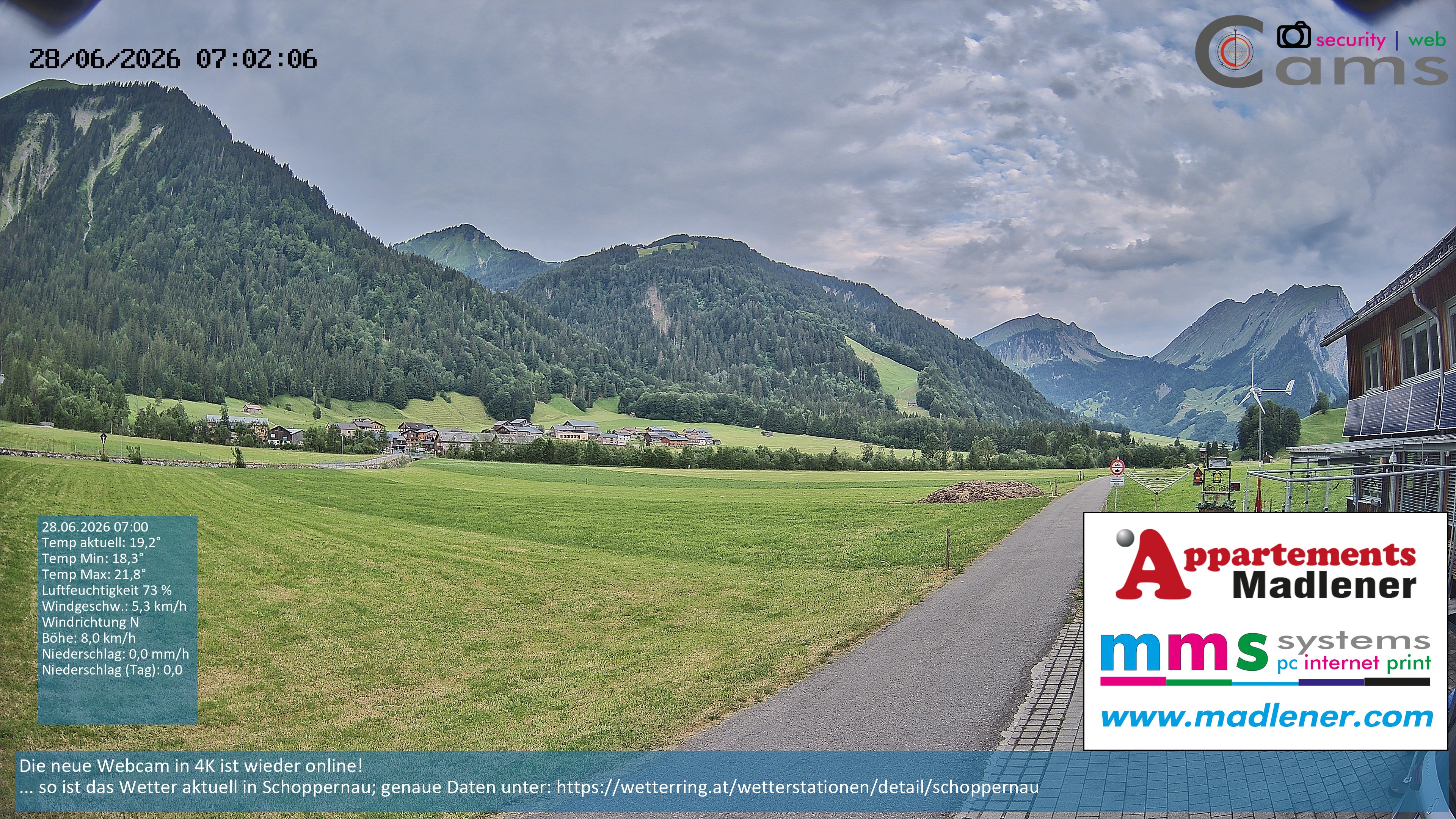 Archiv Foto Webcam Schoppernau Unterdorf im Bregenzerwald
