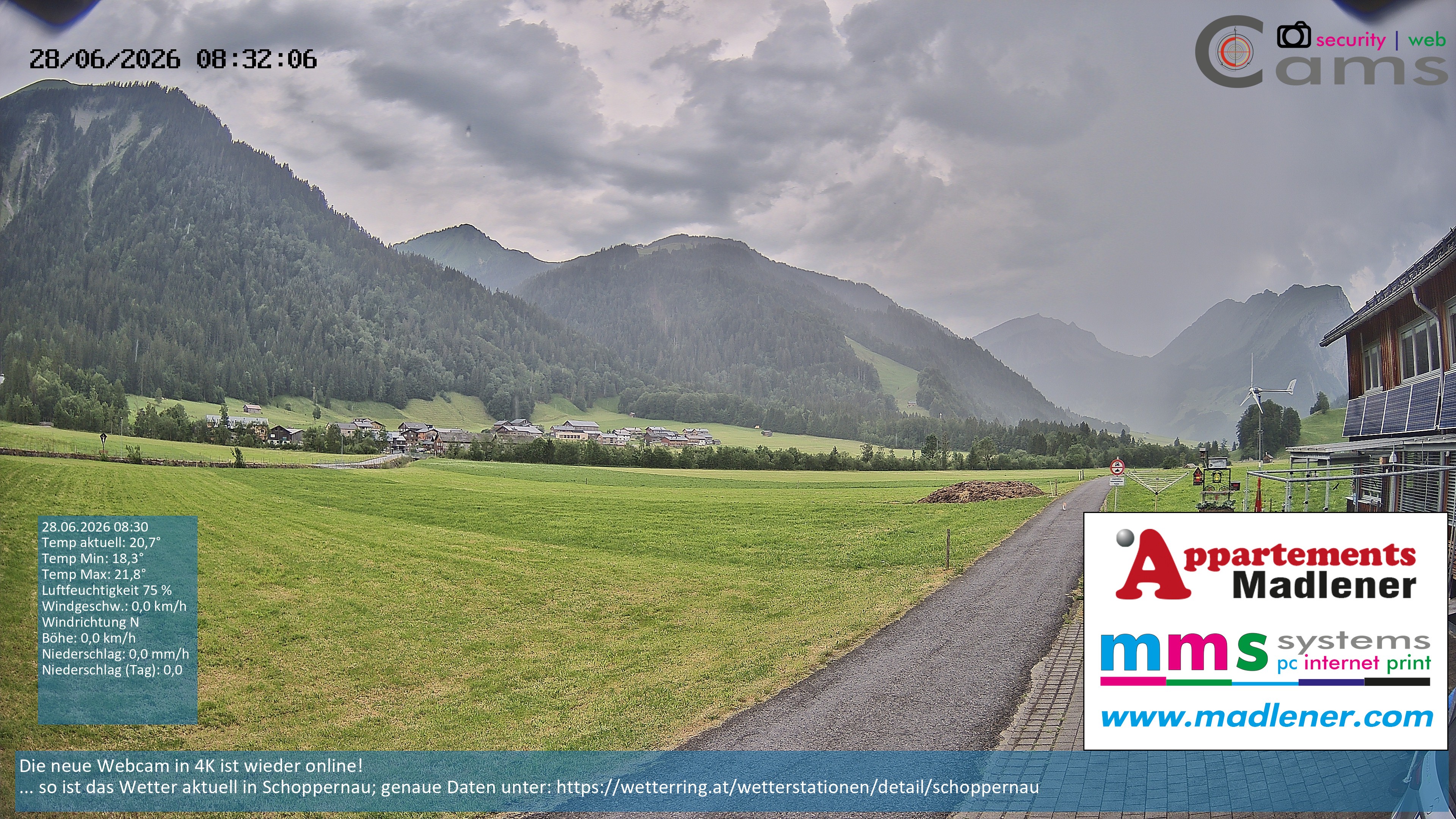 Archiv Foto Webcam Schoppernau Unterdorf im Bregenzerwald