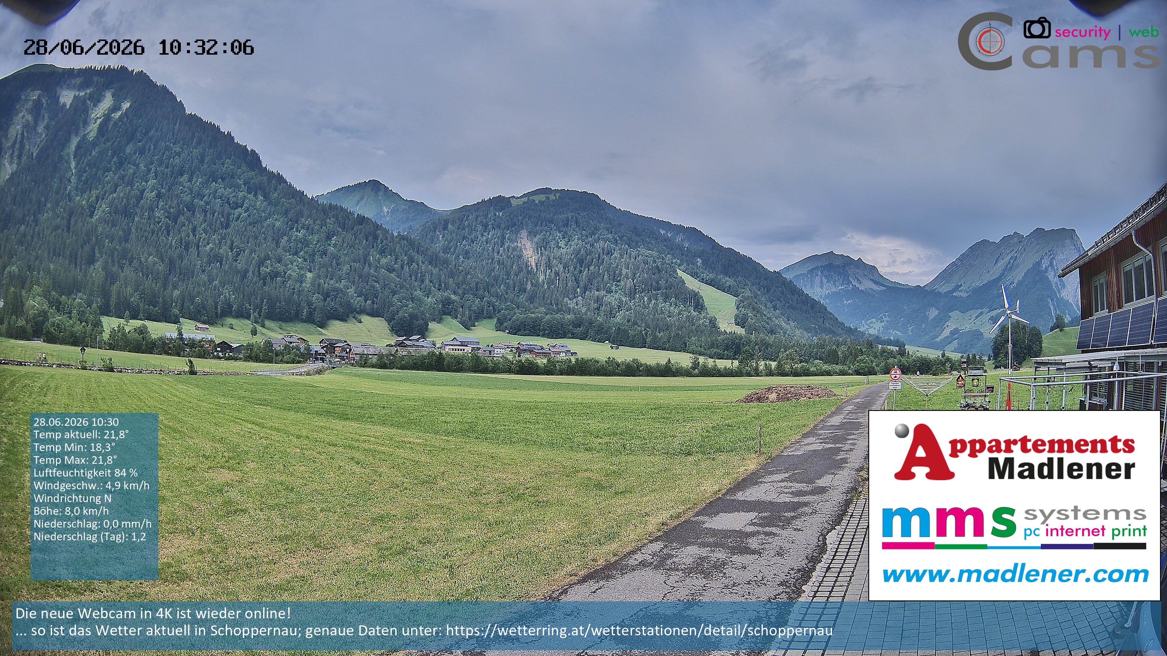 Archived image Webcam Schoppernau lower valley in the Bregenzerwald