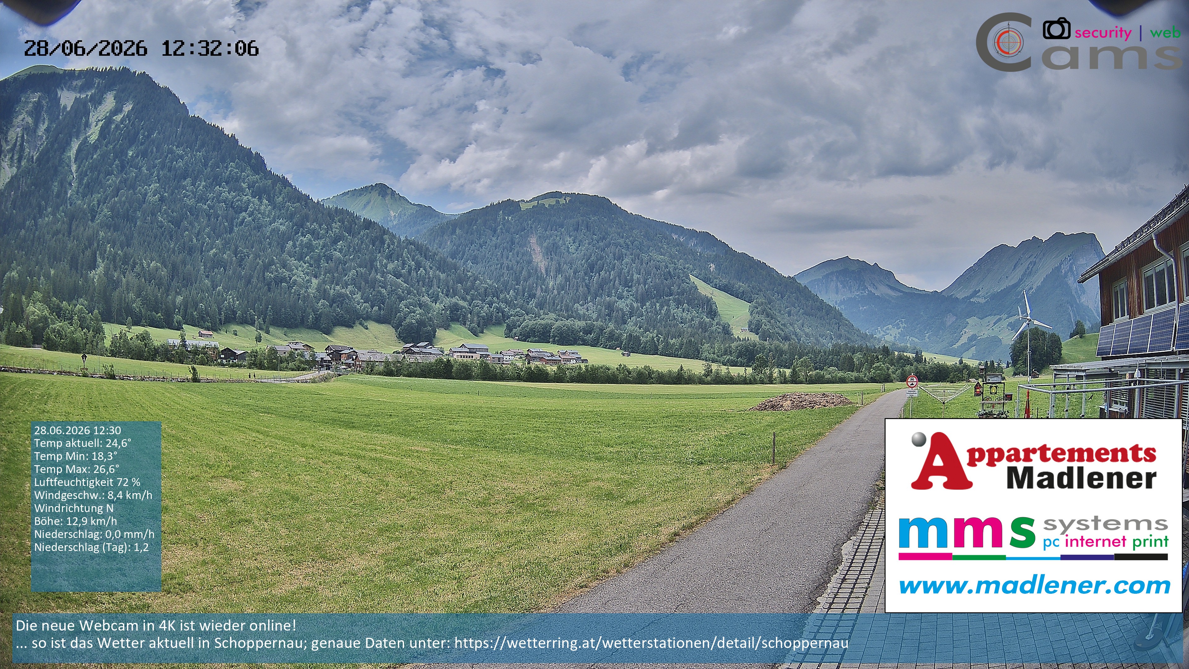 Archived image Webcam Schoppernau lower valley in the Bregenzerwald