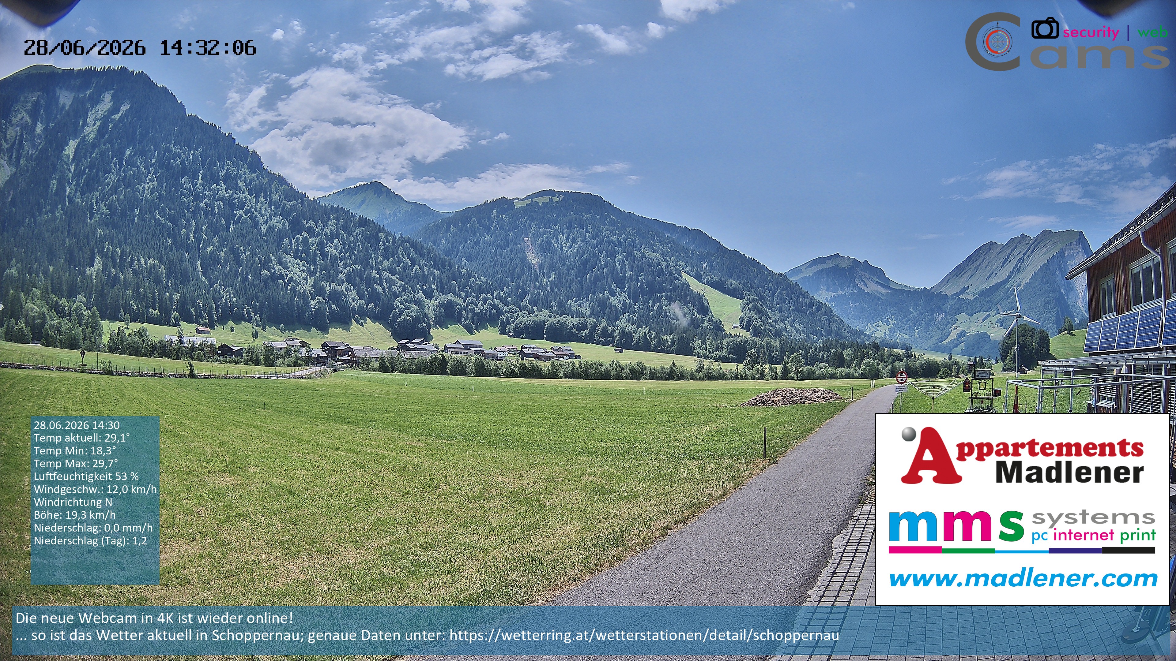 Archiv Foto Webcam Schoppernau Unterdorf im Bregenzerwald