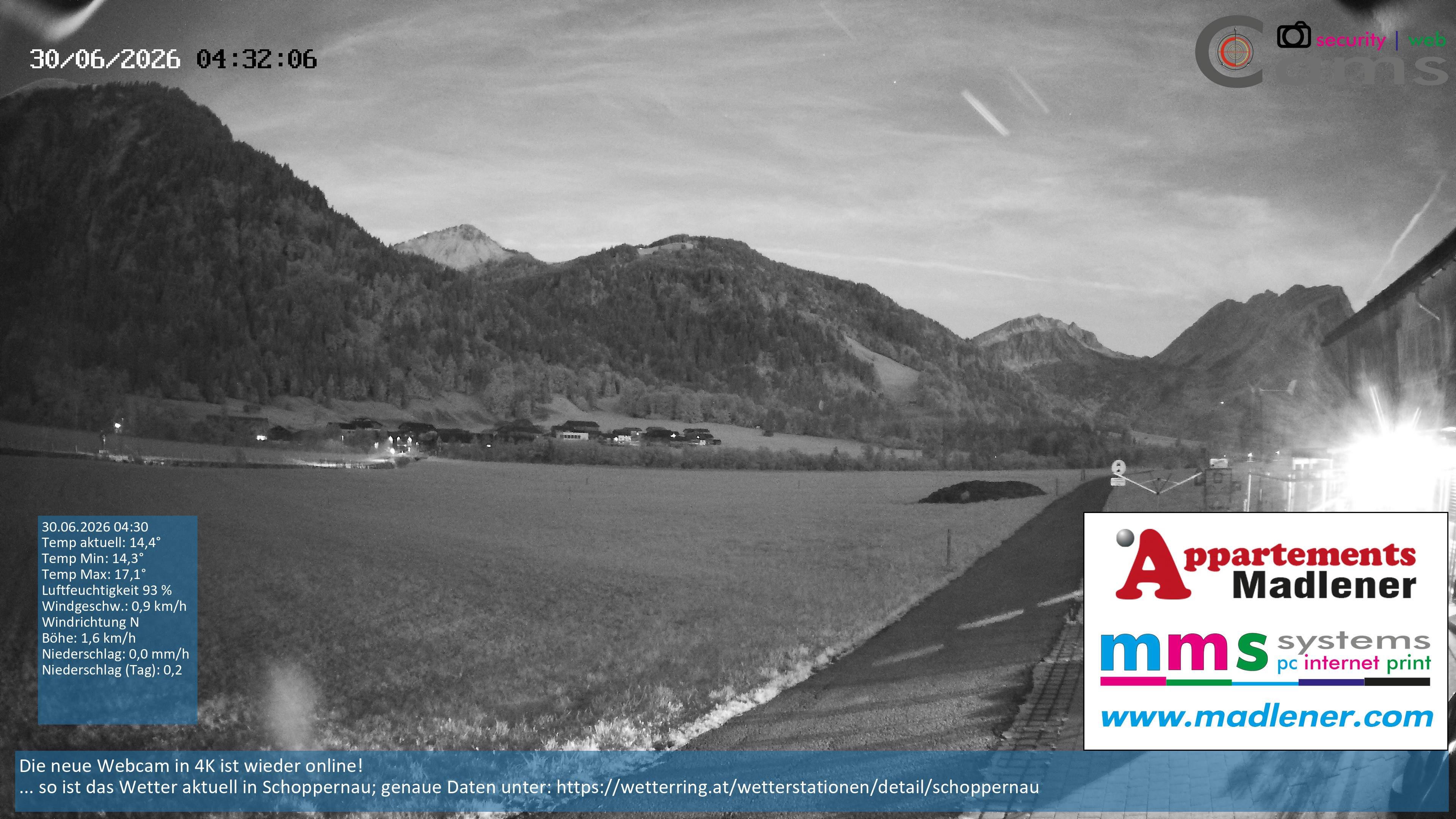 Archived image Webcam Schoppernau lower valley in the Bregenzerwald
