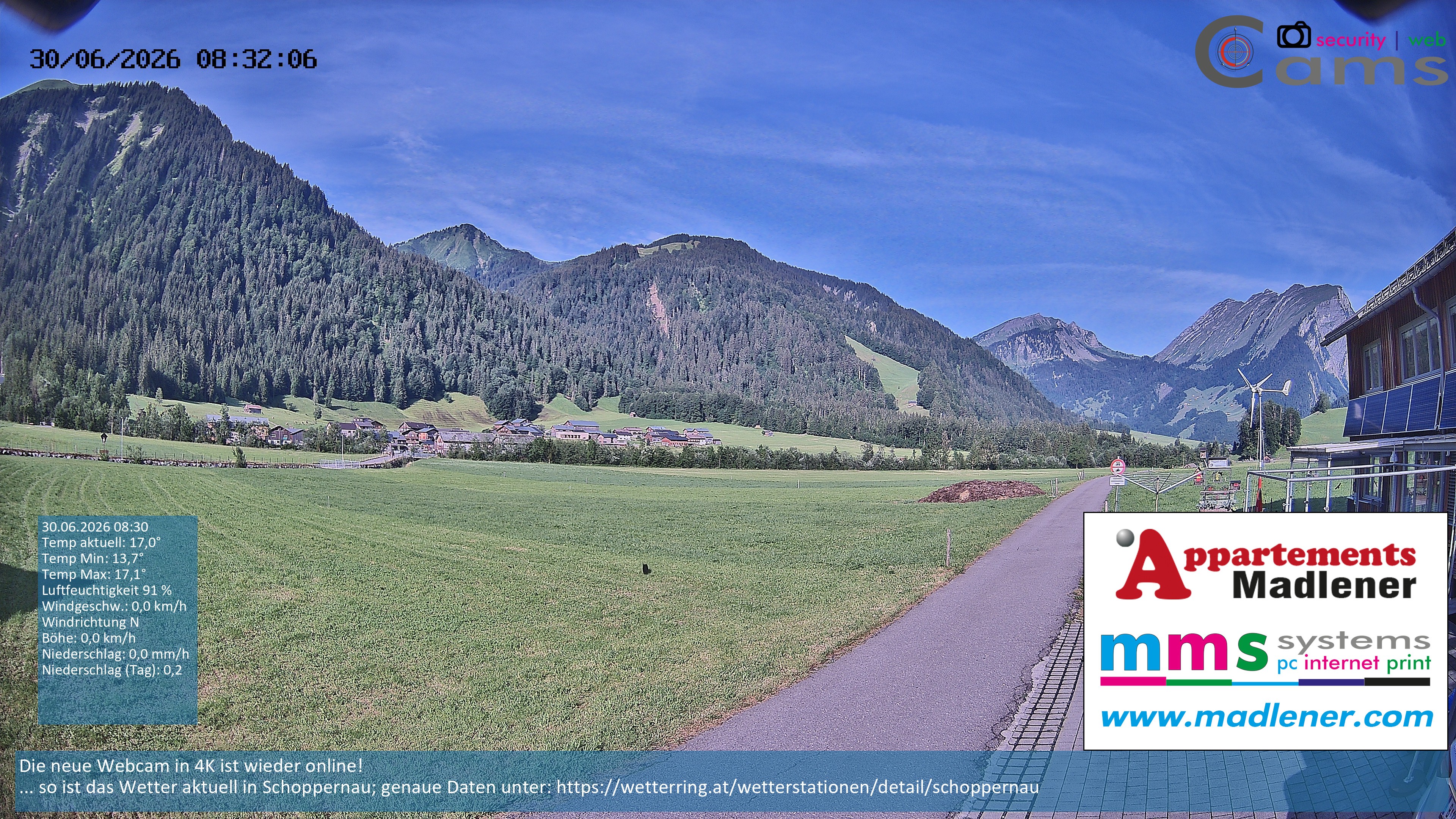Archived image Webcam Schoppernau lower valley in the Bregenzerwald
