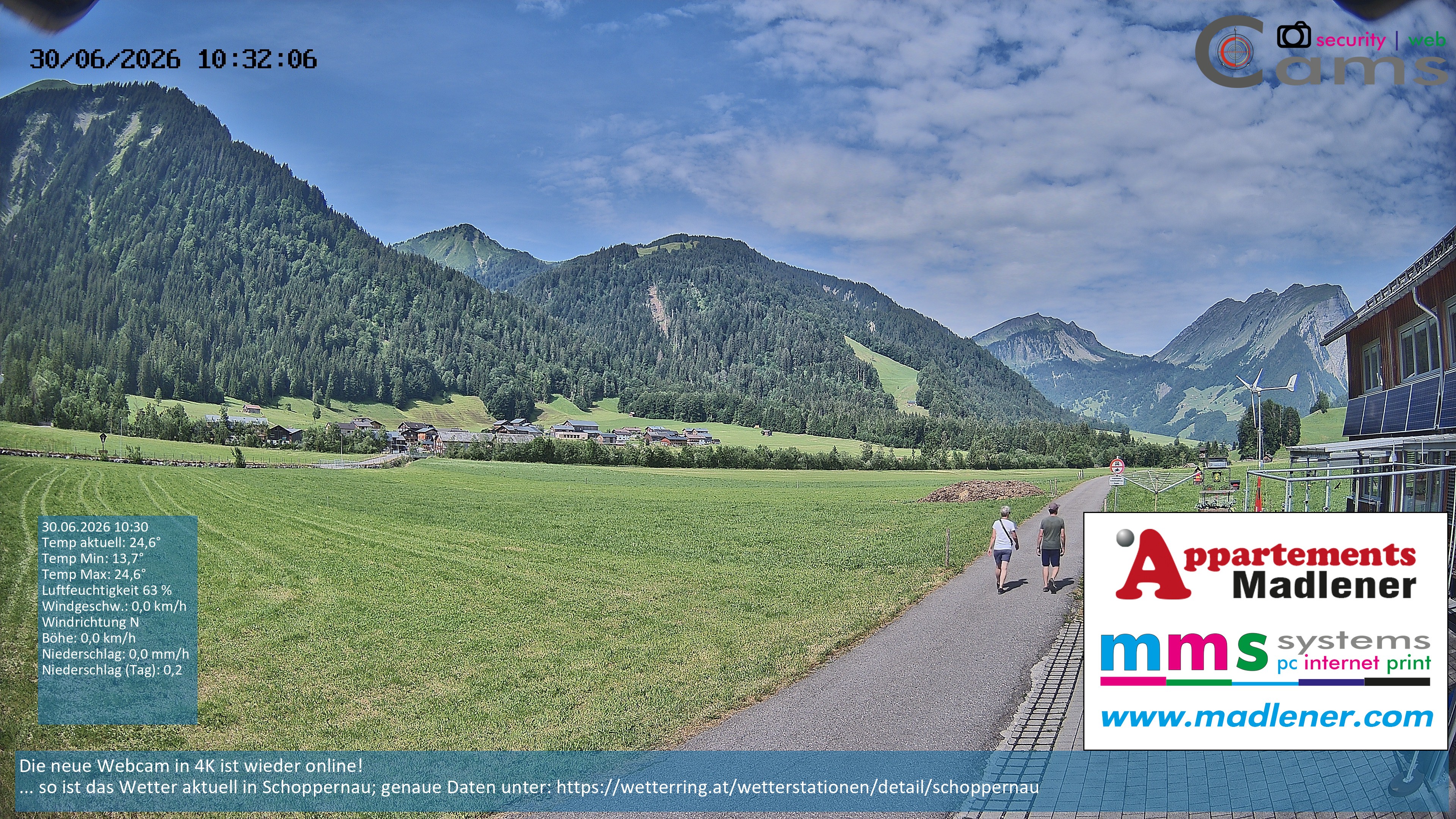Archived image Webcam Schoppernau lower valley in the Bregenzerwald