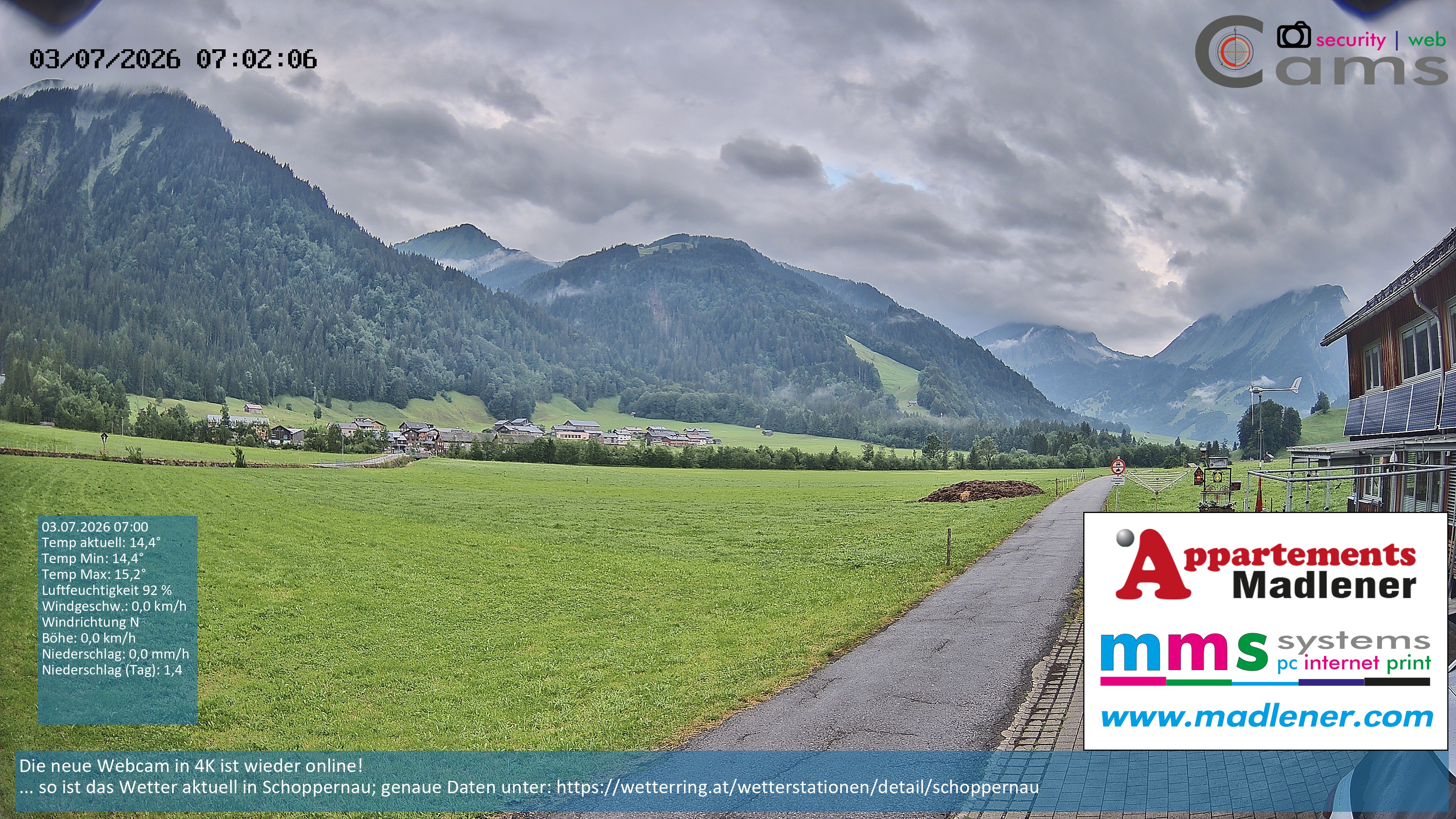 Archiv Foto Webcam Schoppernau Unterdorf im Bregenzerwald