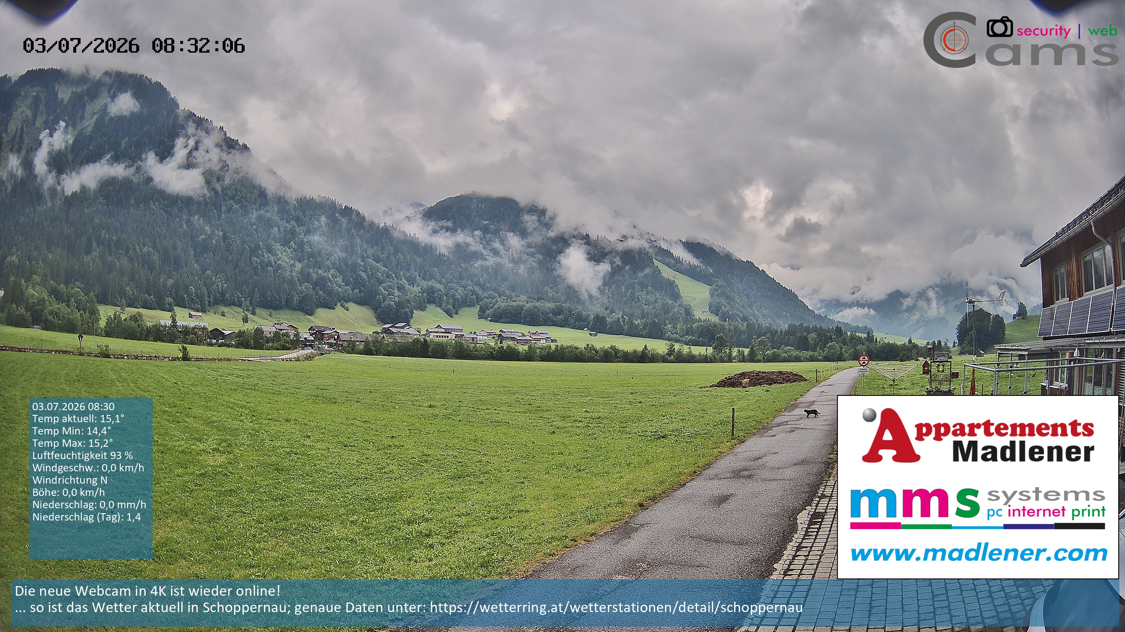 Archiv Foto Webcam Schoppernau Unterdorf im Bregenzerwald