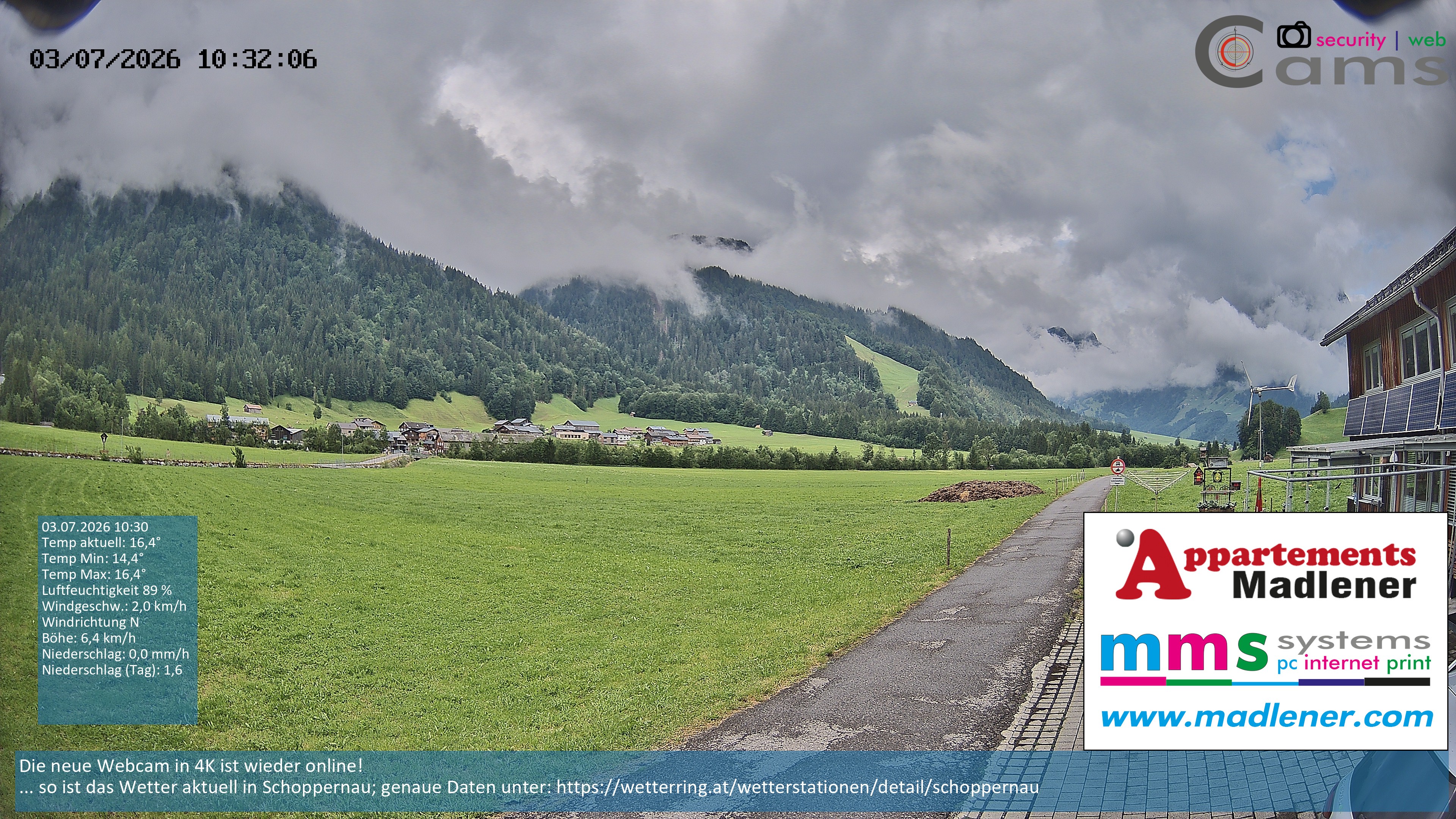 Archiv Foto Webcam Schoppernau Unterdorf im Bregenzerwald
