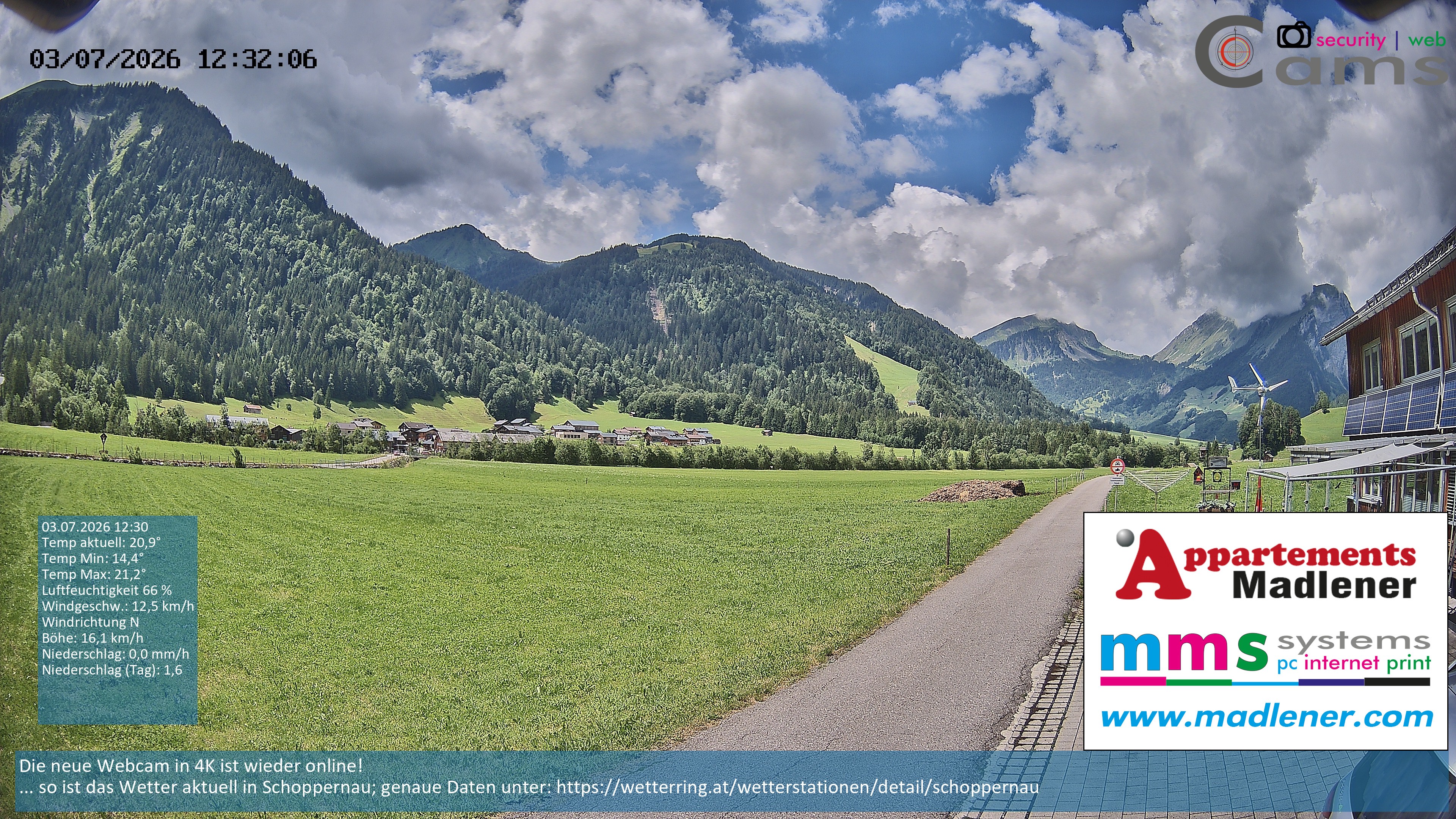Archiv Foto Webcam Schoppernau Unterdorf im Bregenzerwald