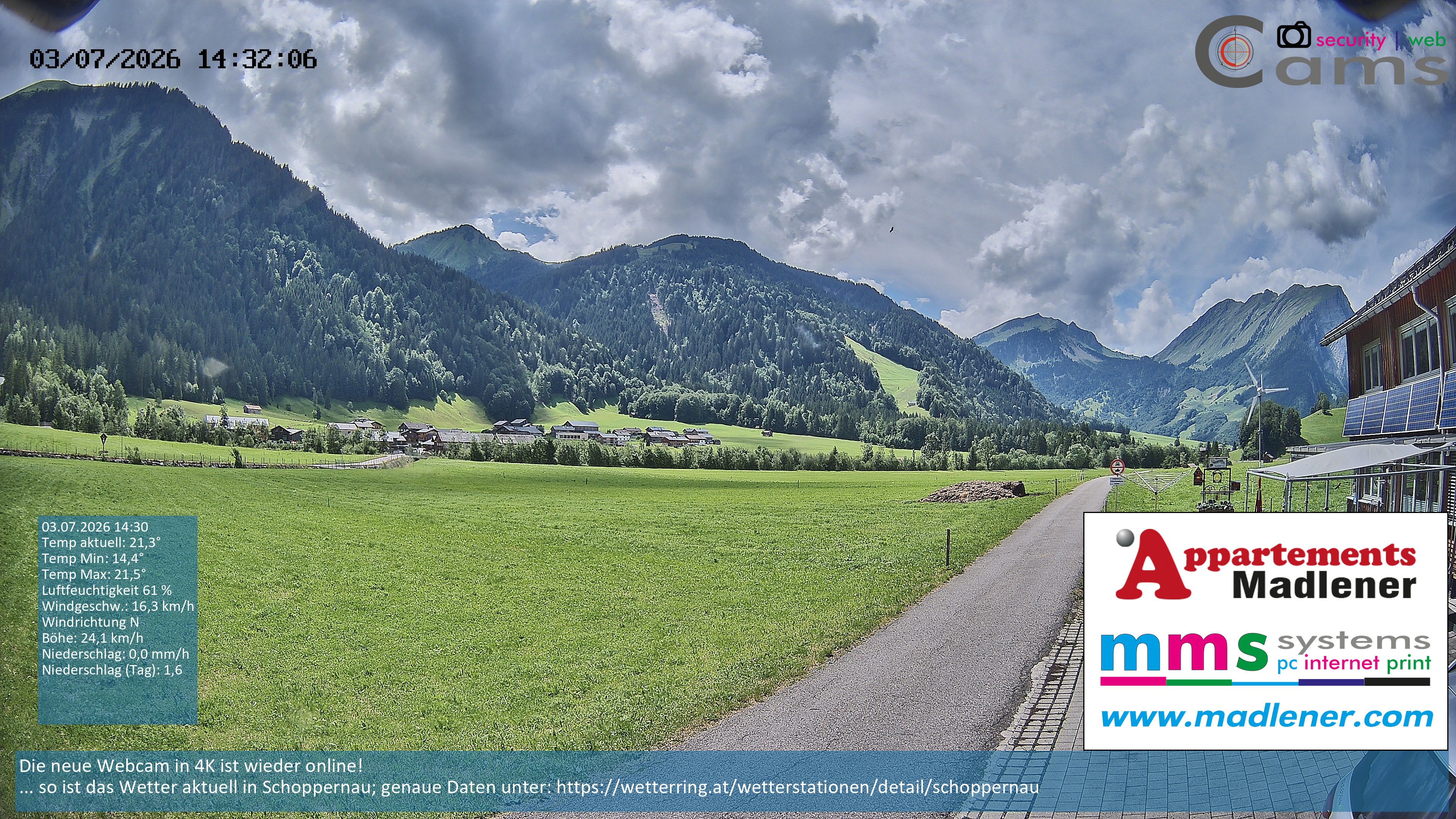 Archiv Foto Webcam Schoppernau Unterdorf im Bregenzerwald