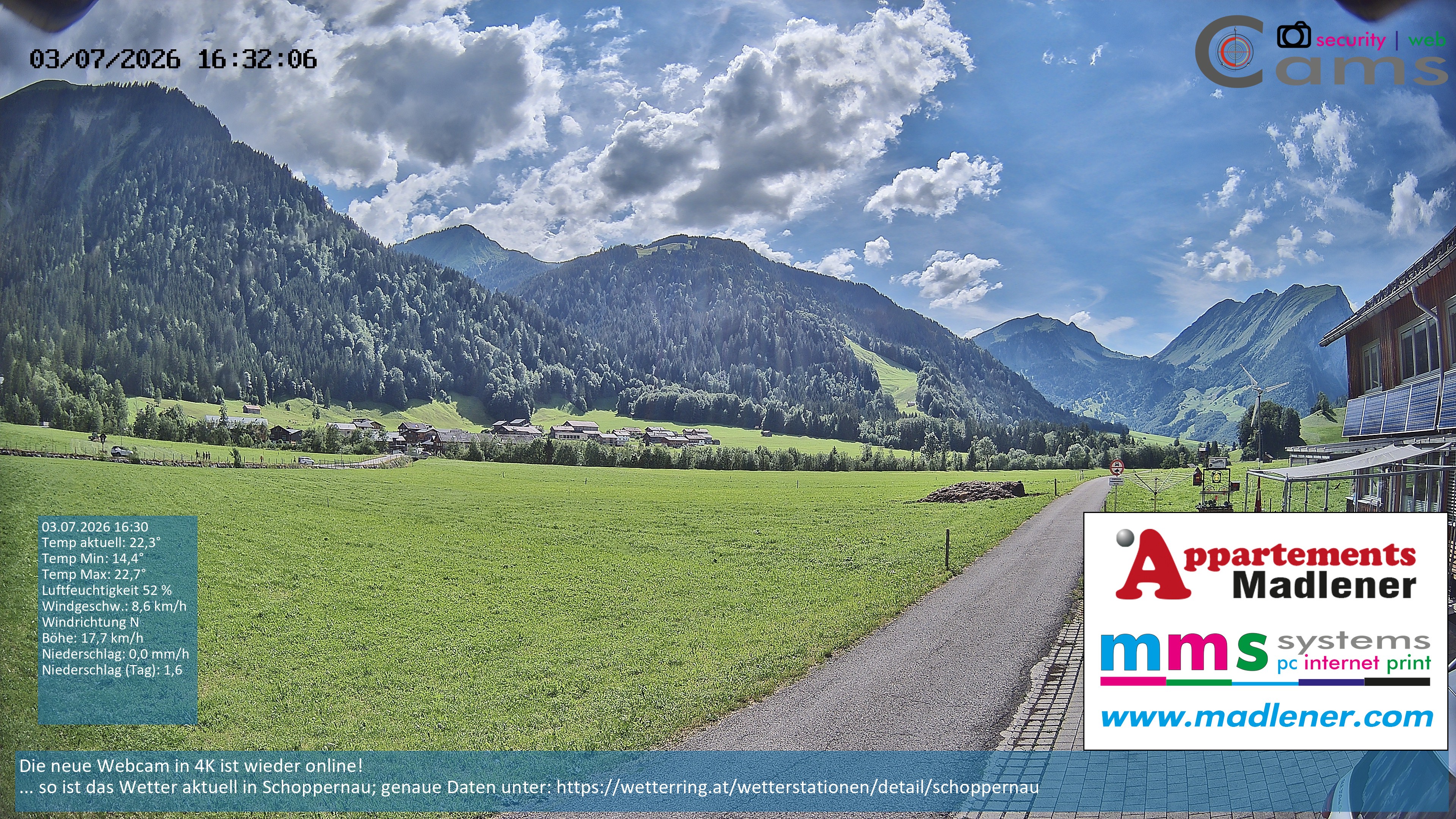 Archiv Foto Webcam Schoppernau Unterdorf im Bregenzerwald