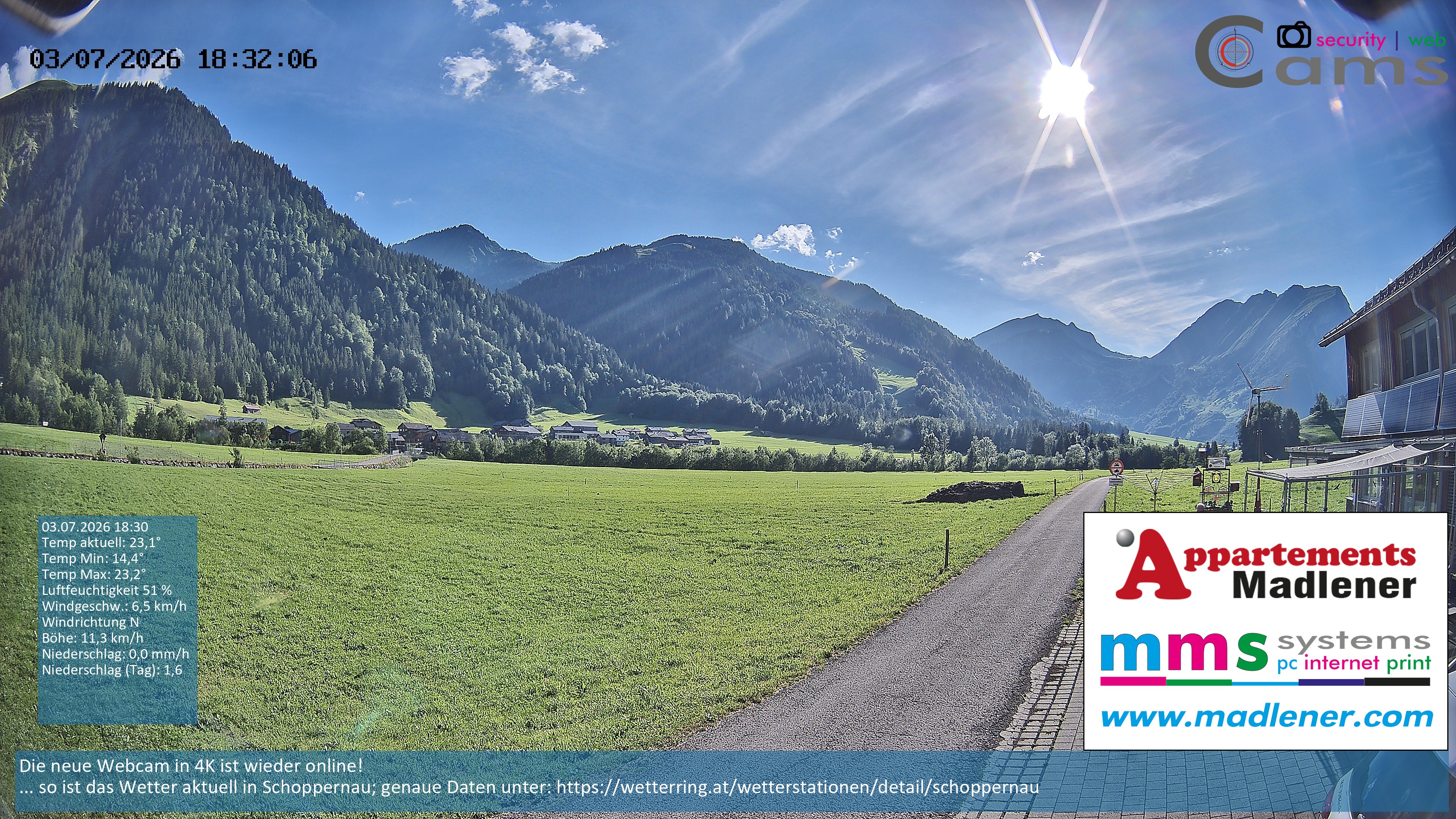 Archiv Foto Webcam Schoppernau Unterdorf im Bregenzerwald