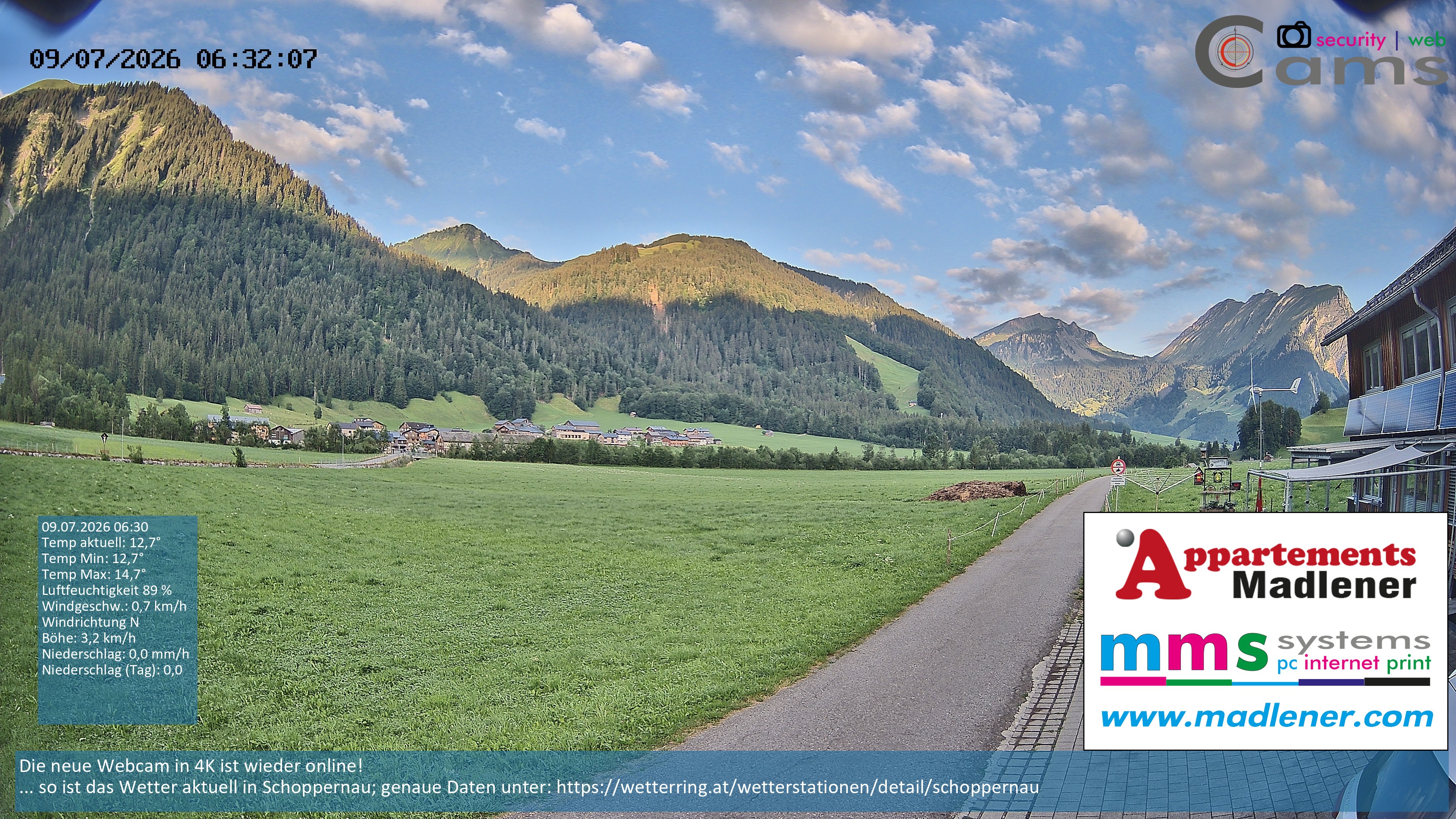 Archiv Foto Webcam Schoppernau Unterdorf im Bregenzerwald