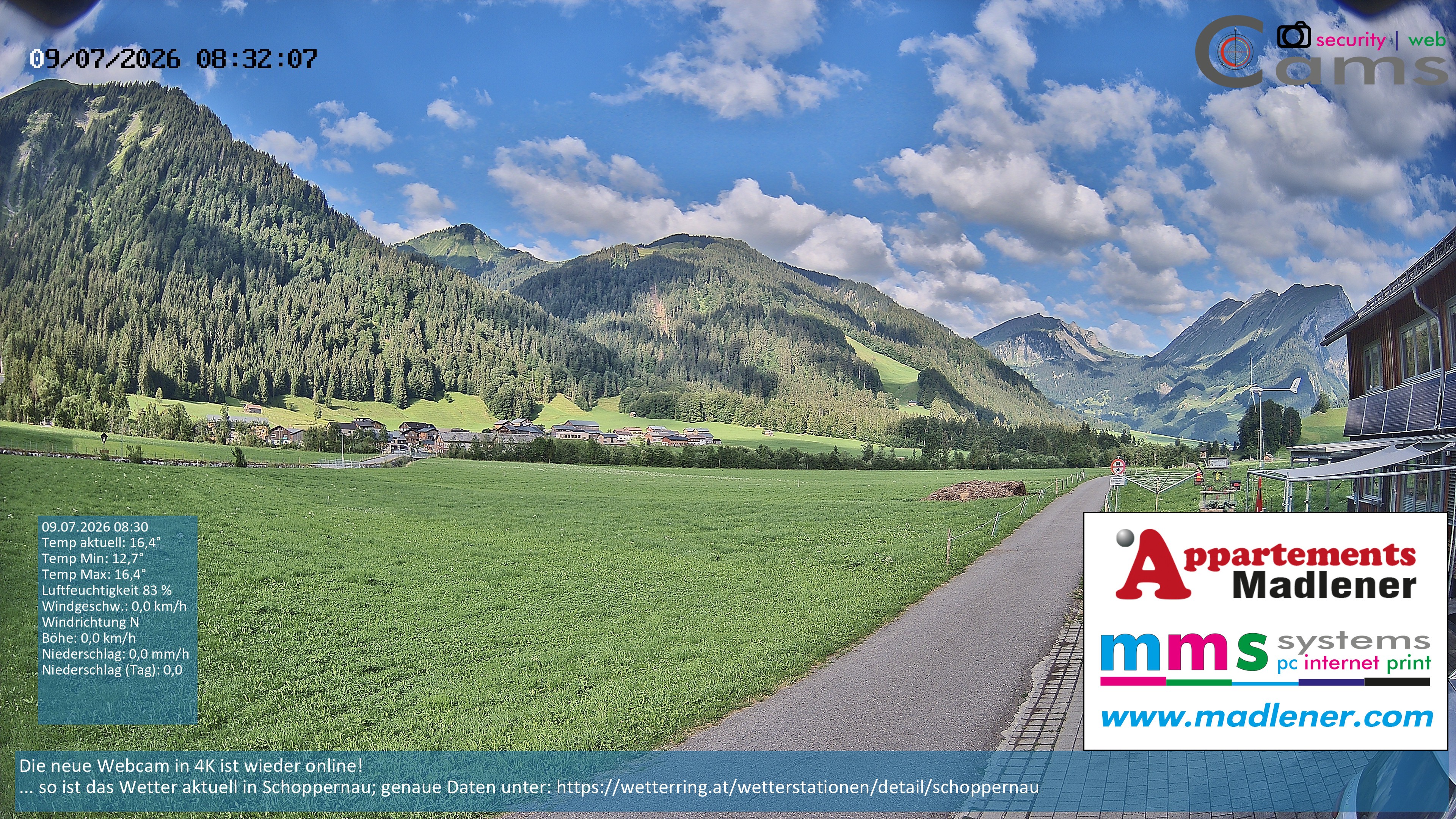 Archiv Foto Webcam Schoppernau Unterdorf im Bregenzerwald