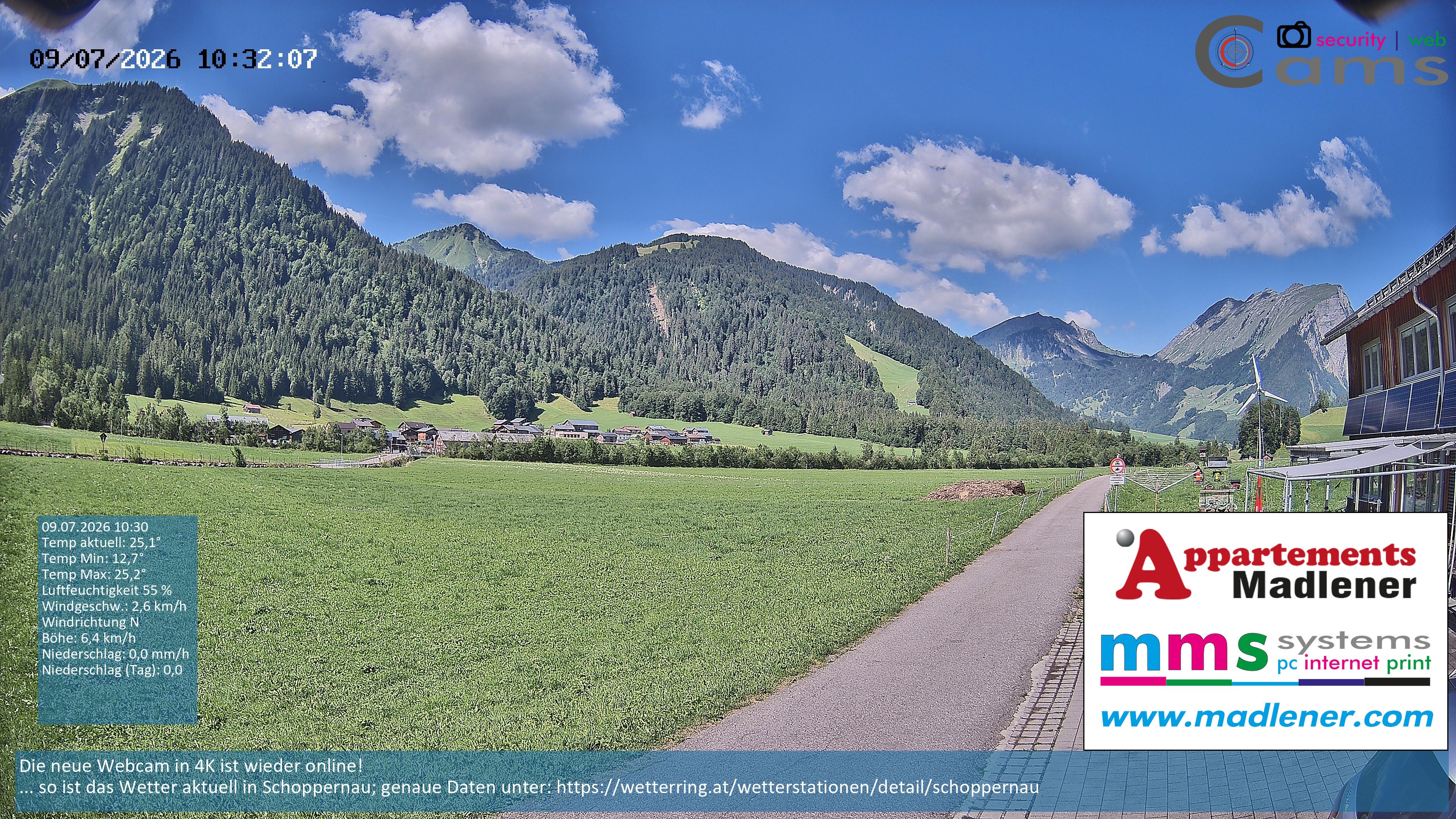 Archiv Foto Webcam Schoppernau Unterdorf im Bregenzerwald