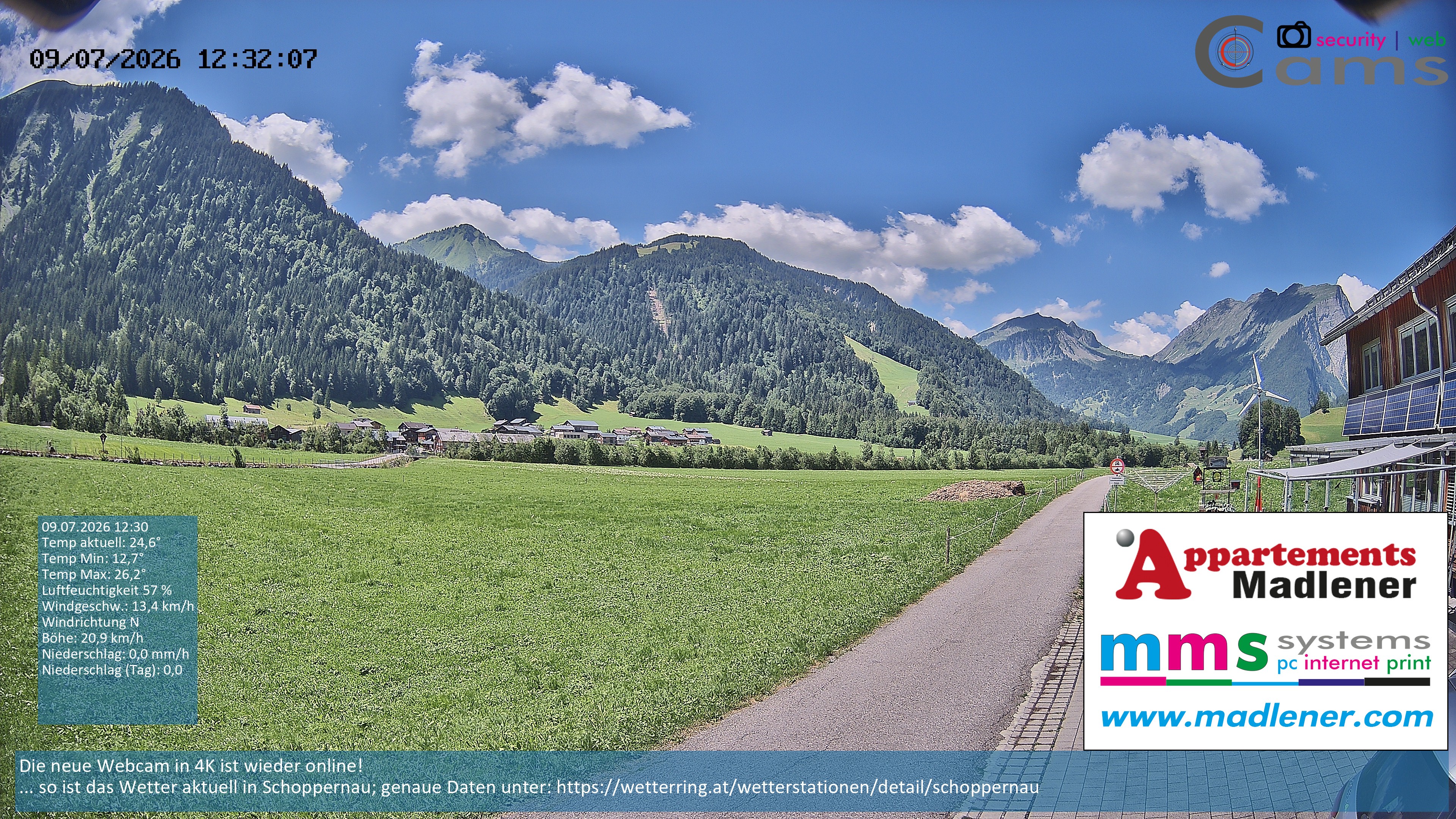 Archiv Foto Webcam Schoppernau Unterdorf im Bregenzerwald