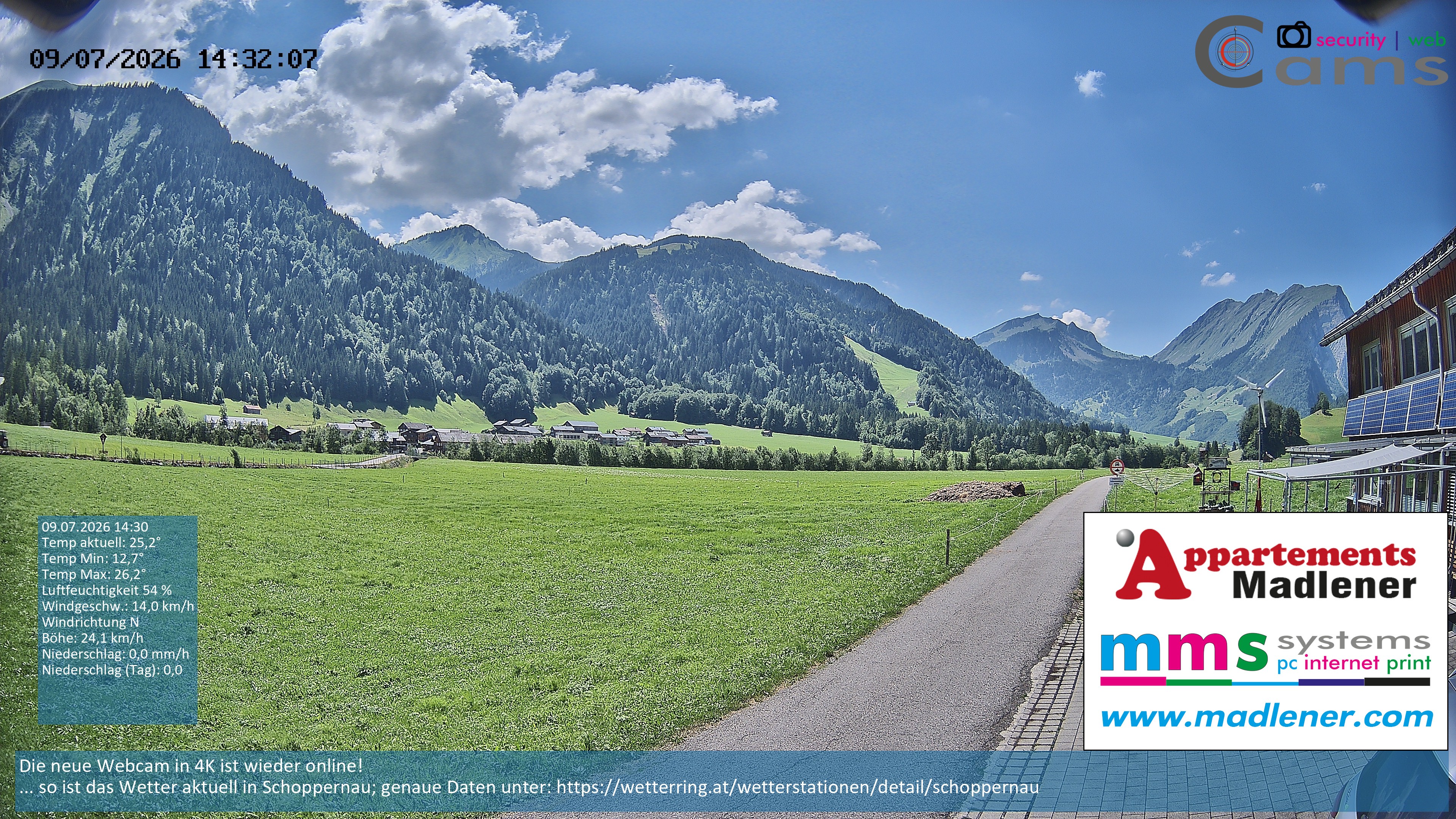 Archiv Foto Webcam Schoppernau Unterdorf im Bregenzerwald