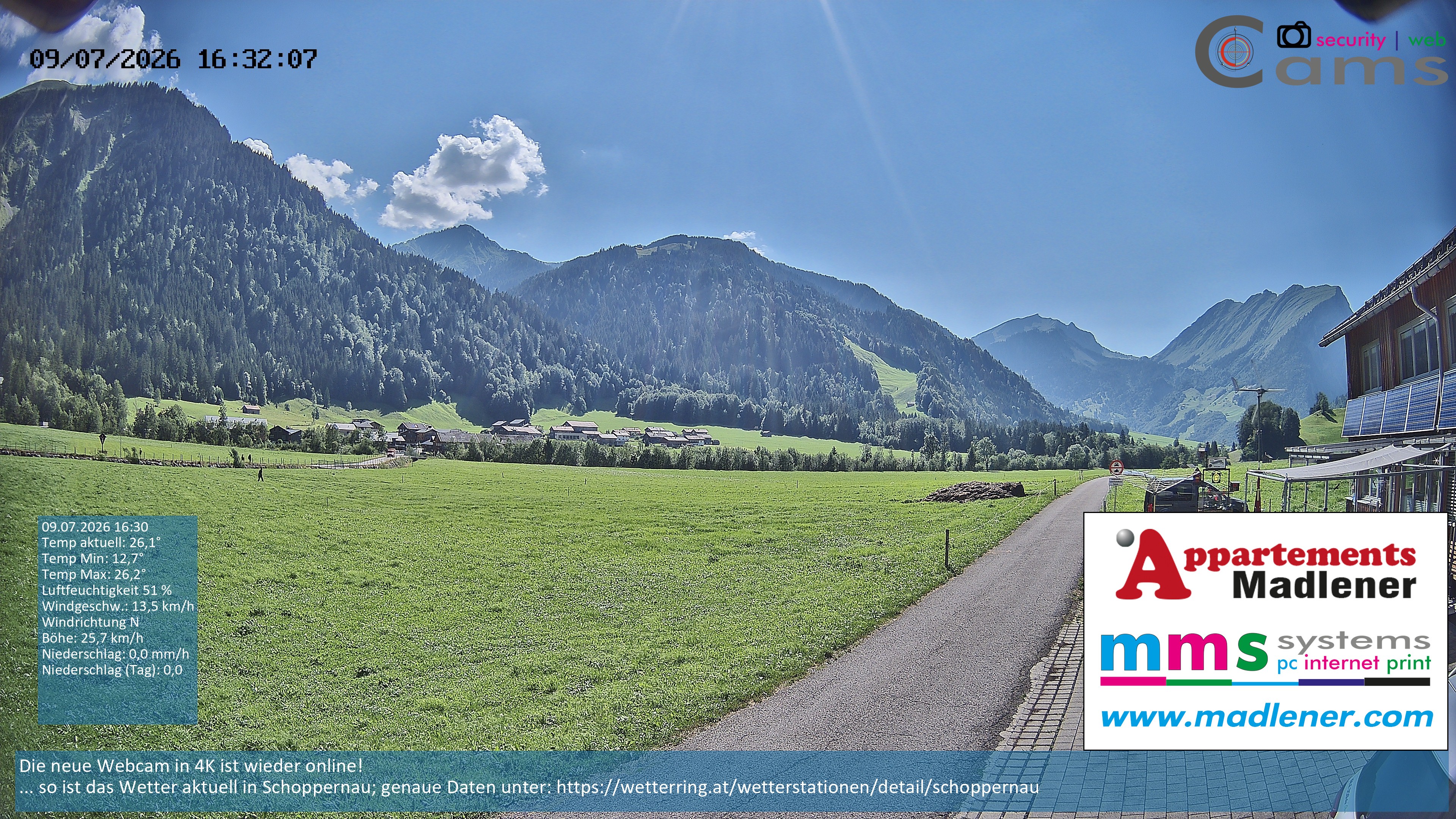 Archiv Foto Webcam Schoppernau Unterdorf im Bregenzerwald