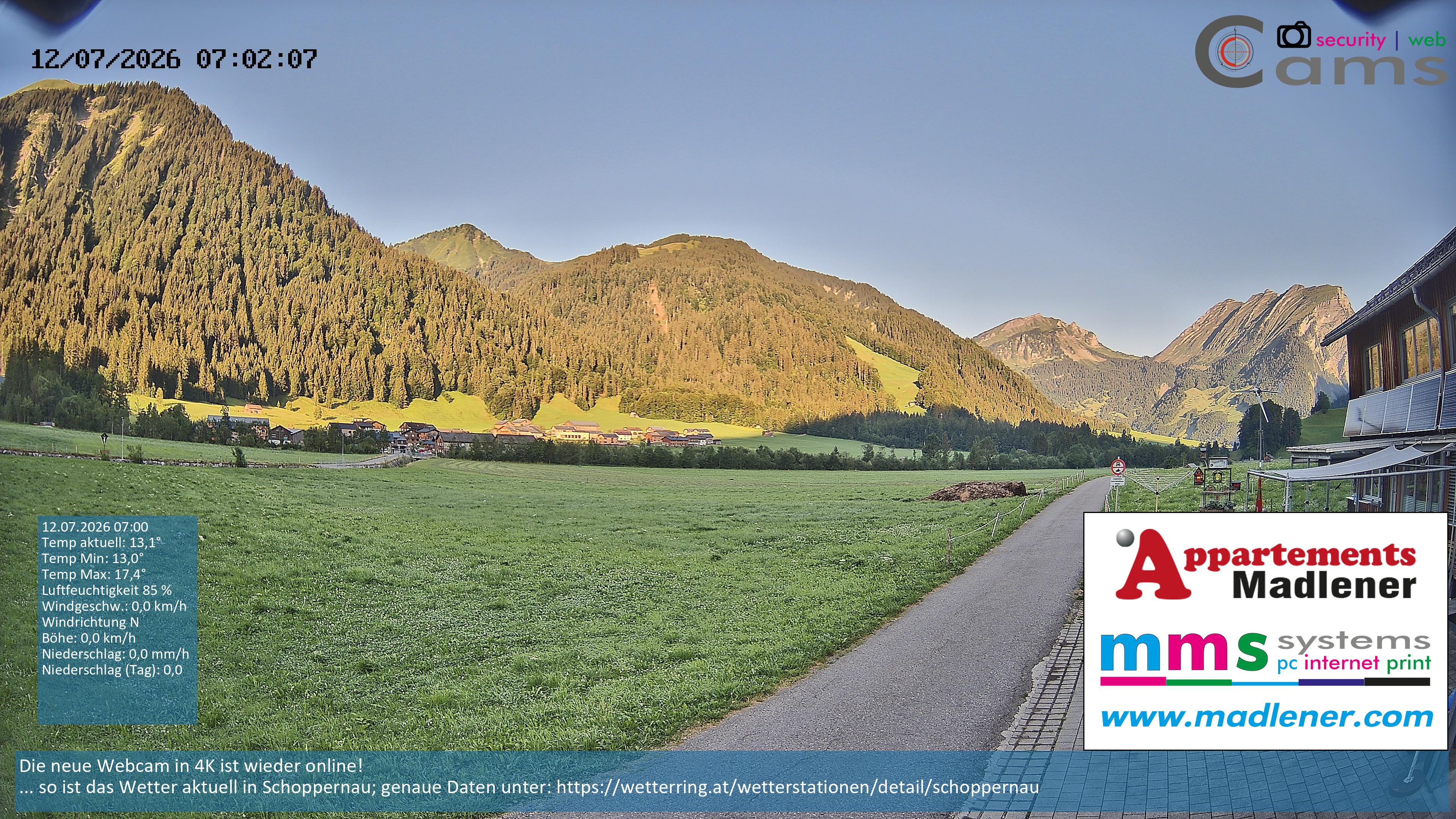 Archiv Foto Webcam Schoppernau Unterdorf im Bregenzerwald