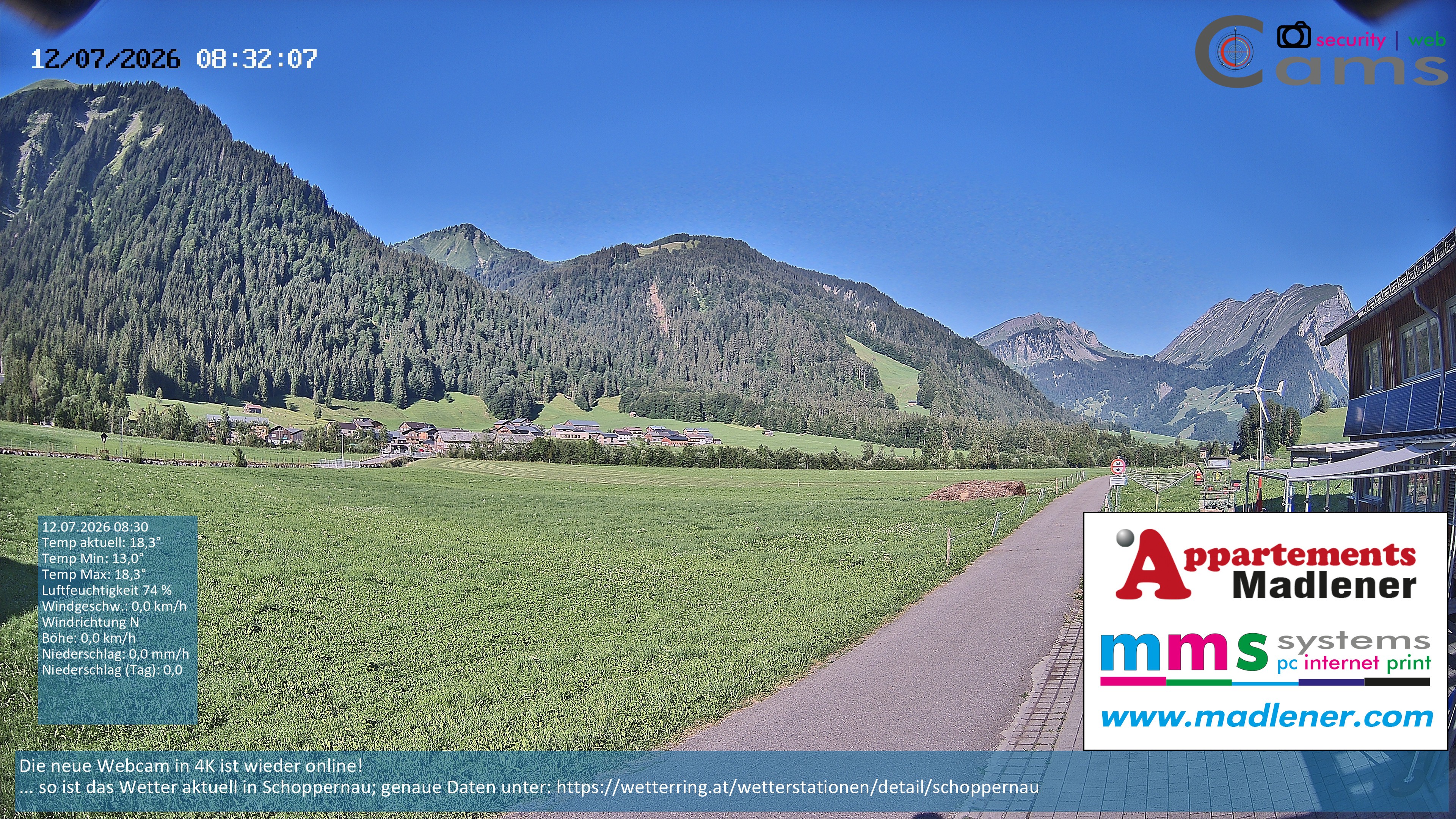Archiv Foto Webcam Schoppernau Unterdorf im Bregenzerwald