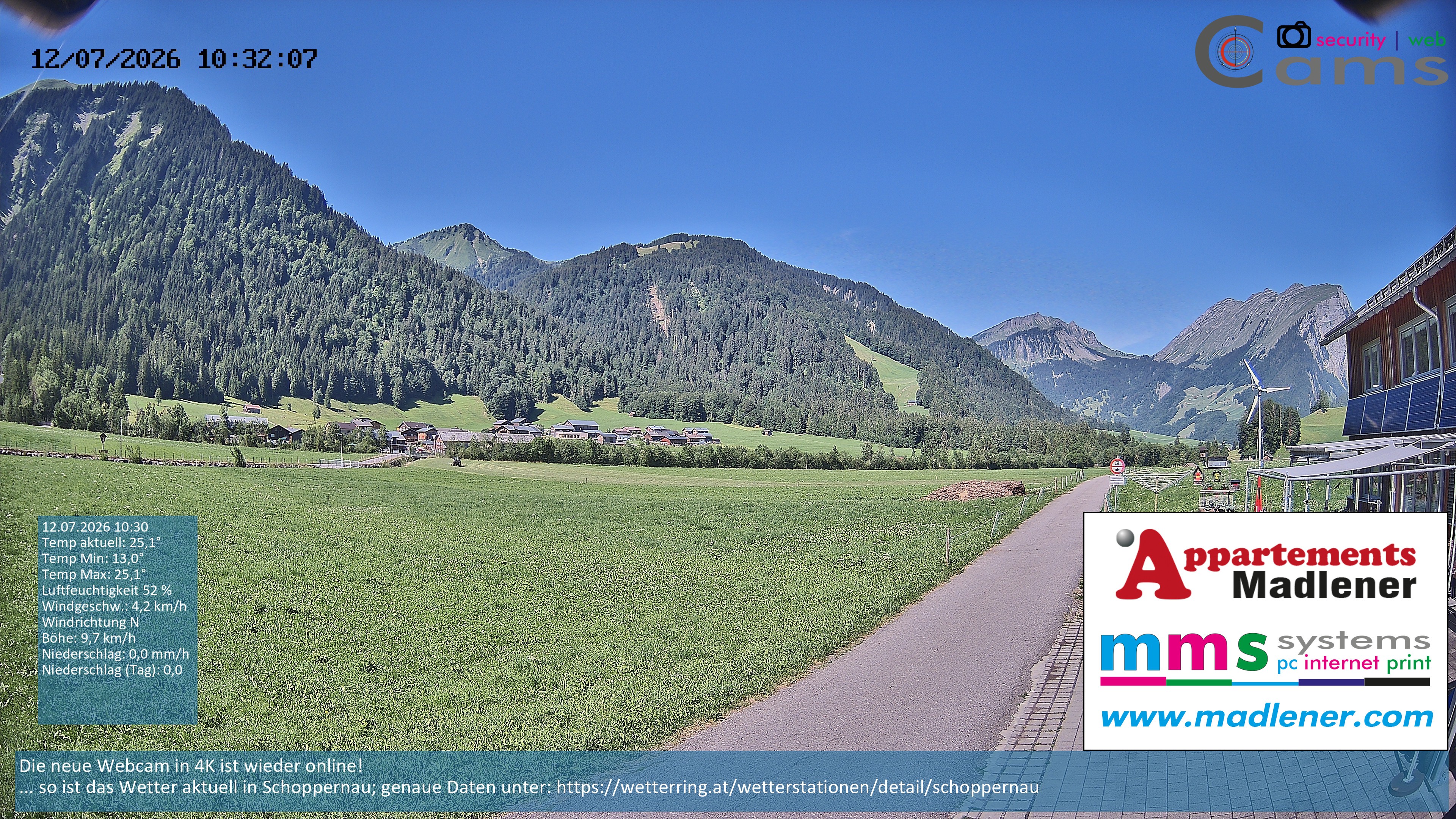 Archiv Foto Webcam Schoppernau Unterdorf im Bregenzerwald