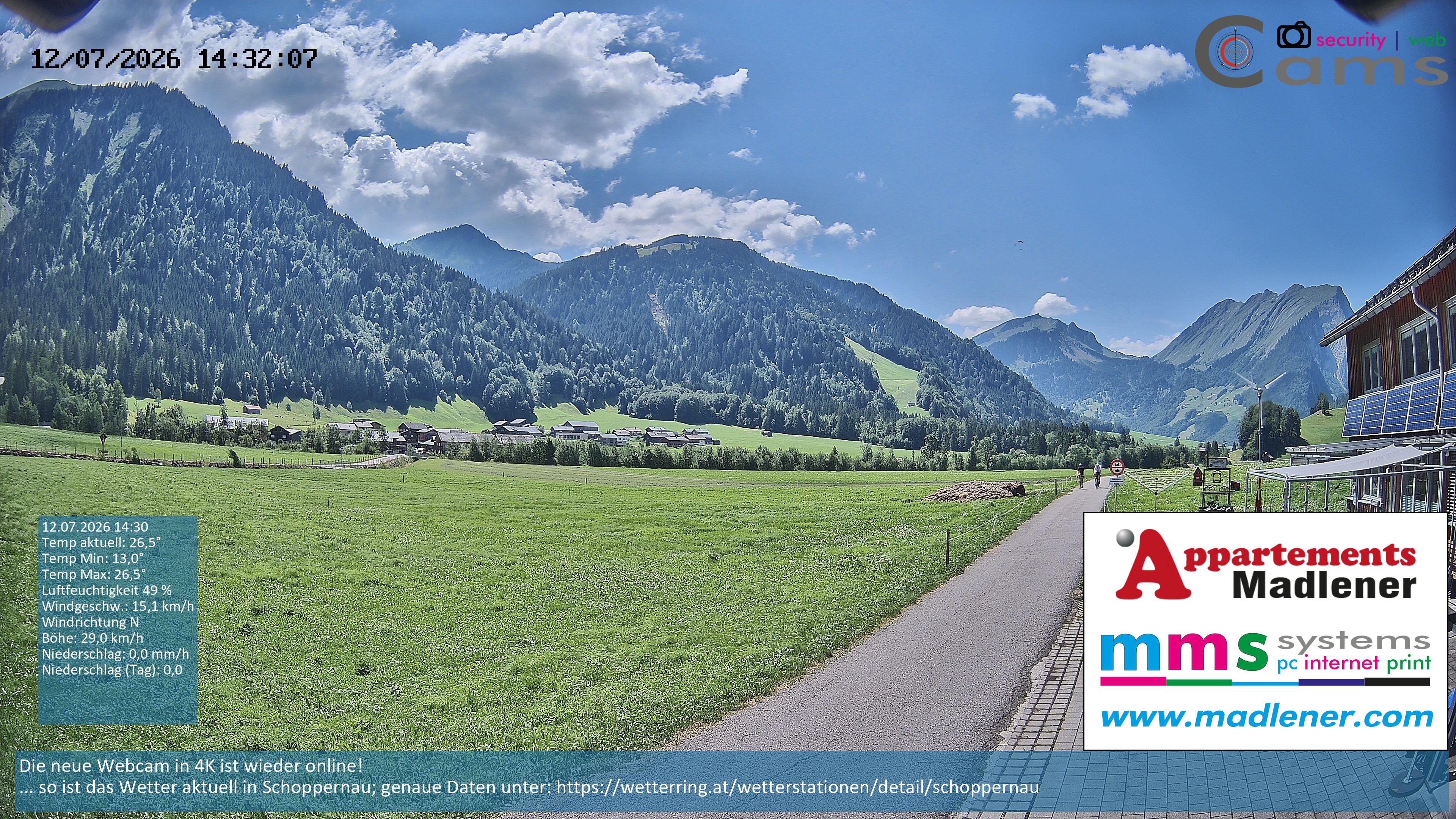 Archiv Foto Webcam Schoppernau Unterdorf im Bregenzerwald