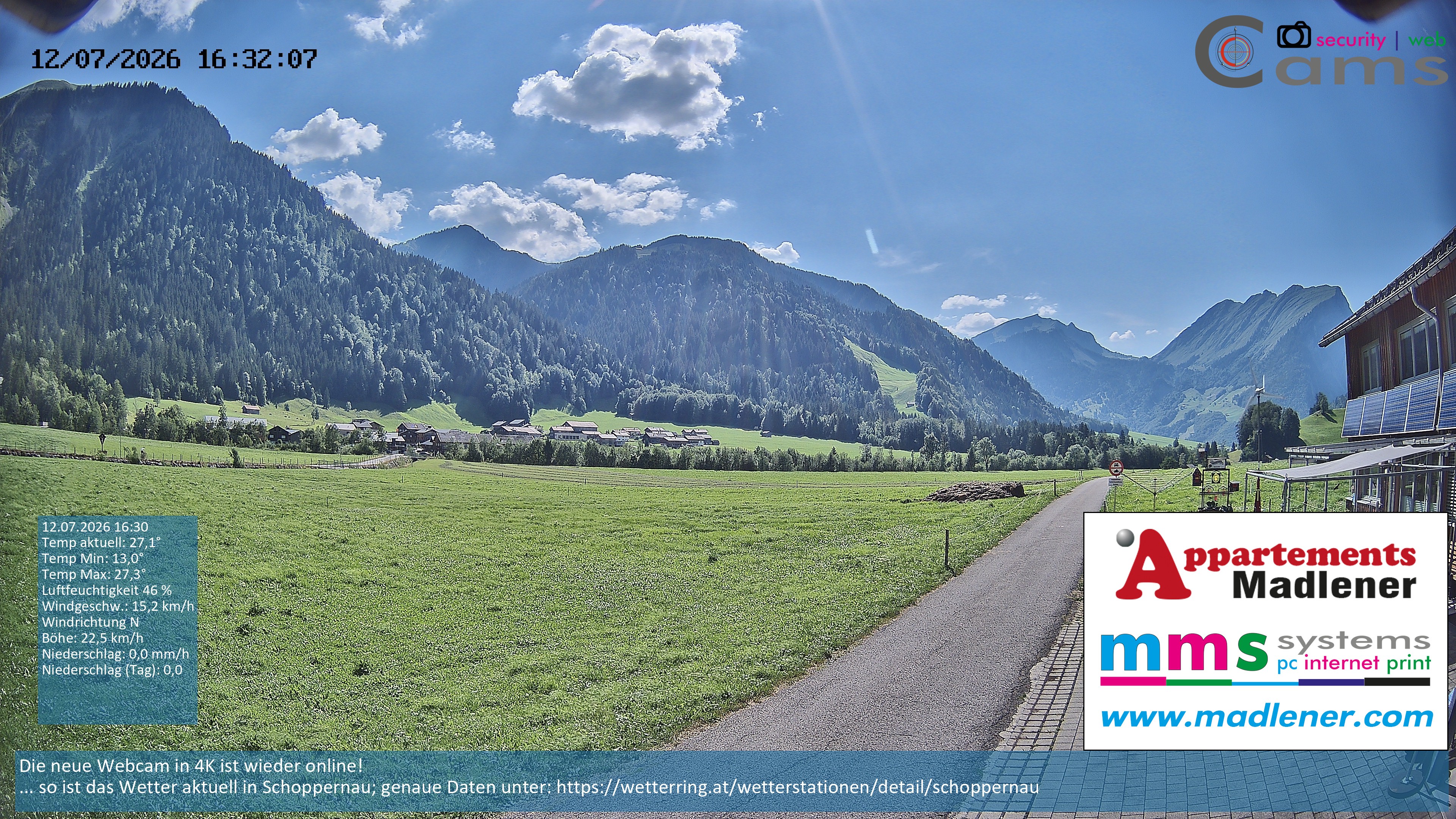 Archiv Foto Webcam Schoppernau Unterdorf im Bregenzerwald