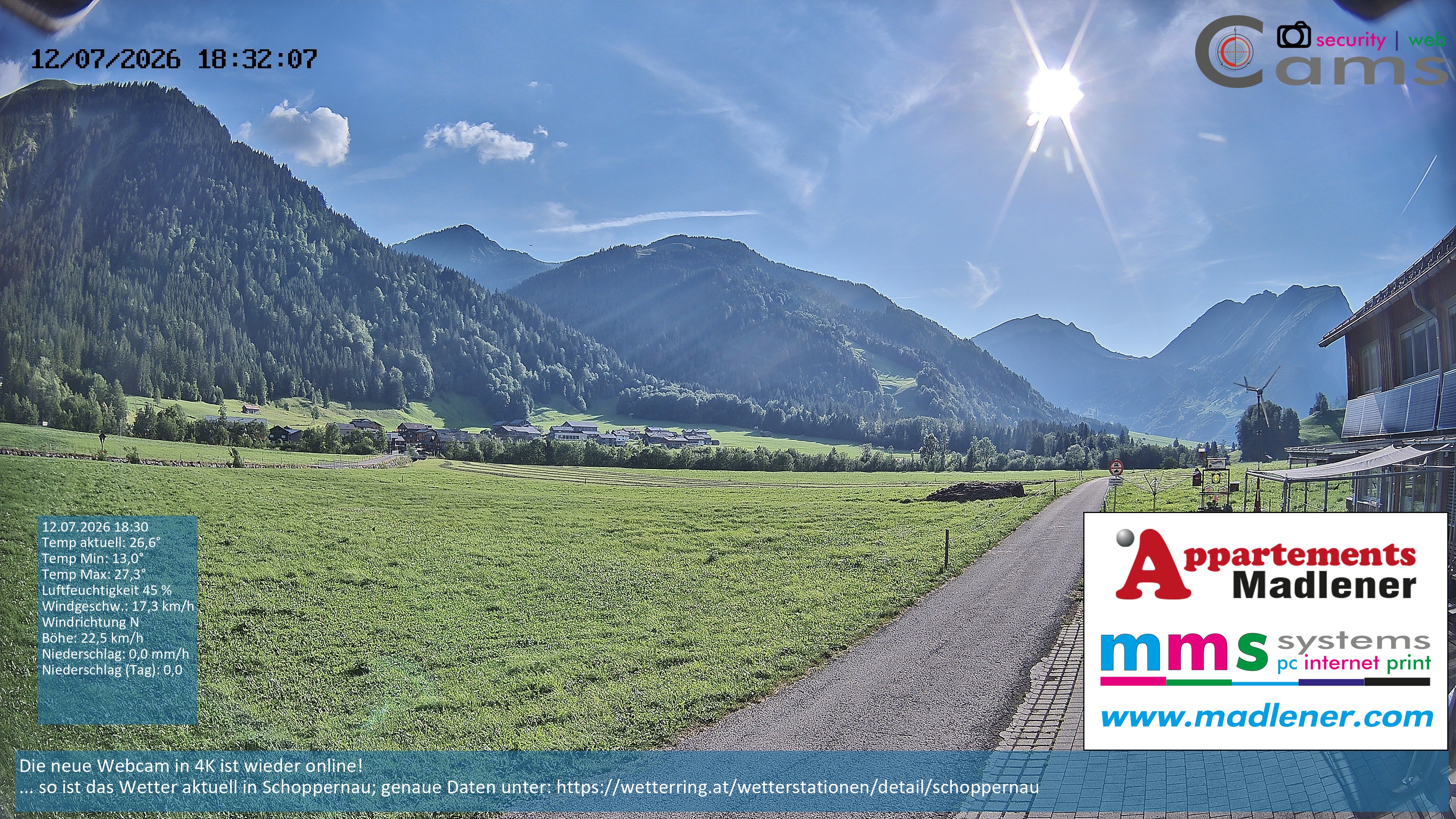 Archiv Foto Webcam Schoppernau Unterdorf im Bregenzerwald