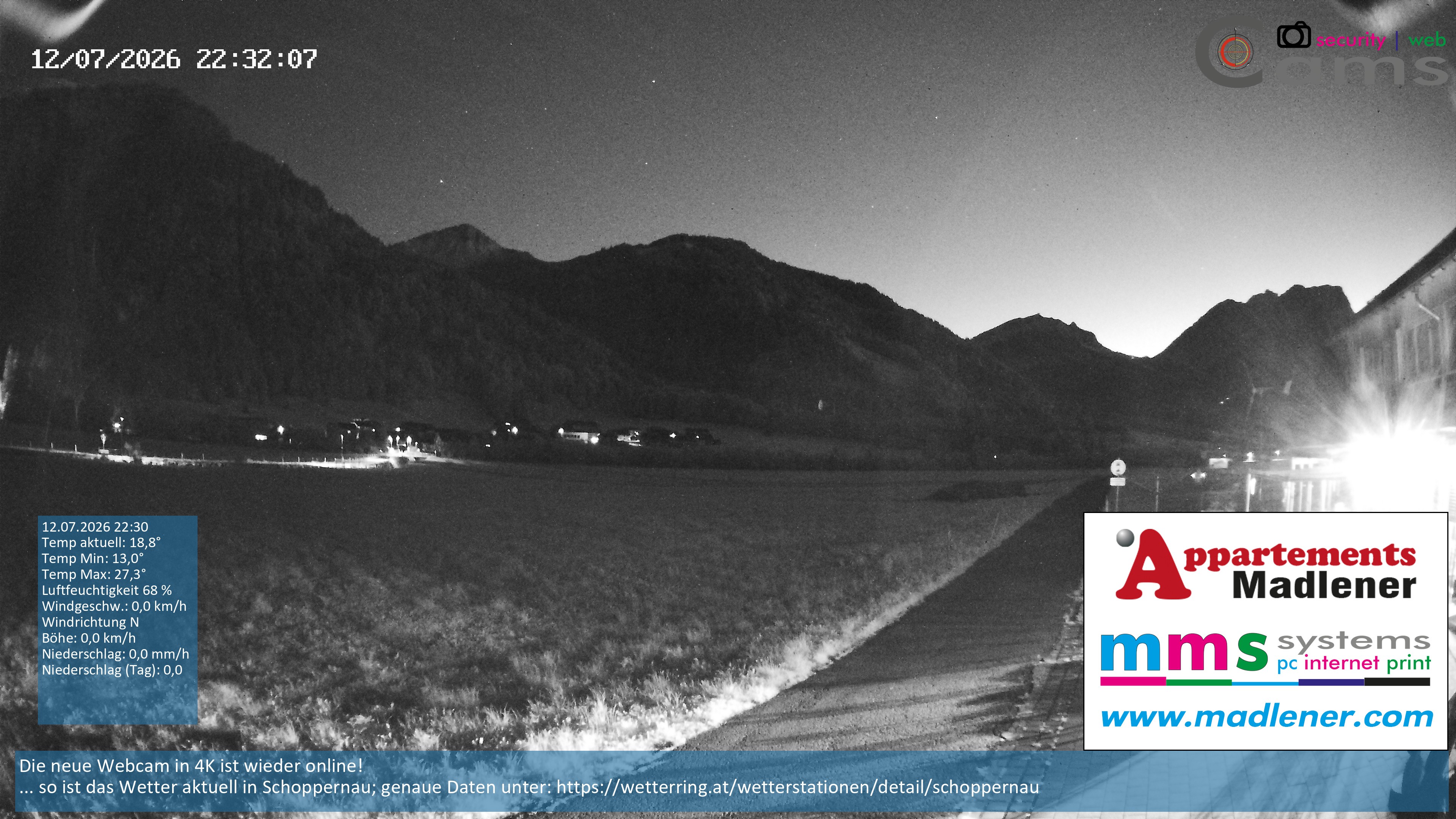 Archived image Webcam Schoppernau lower valley in the Bregenzerwald