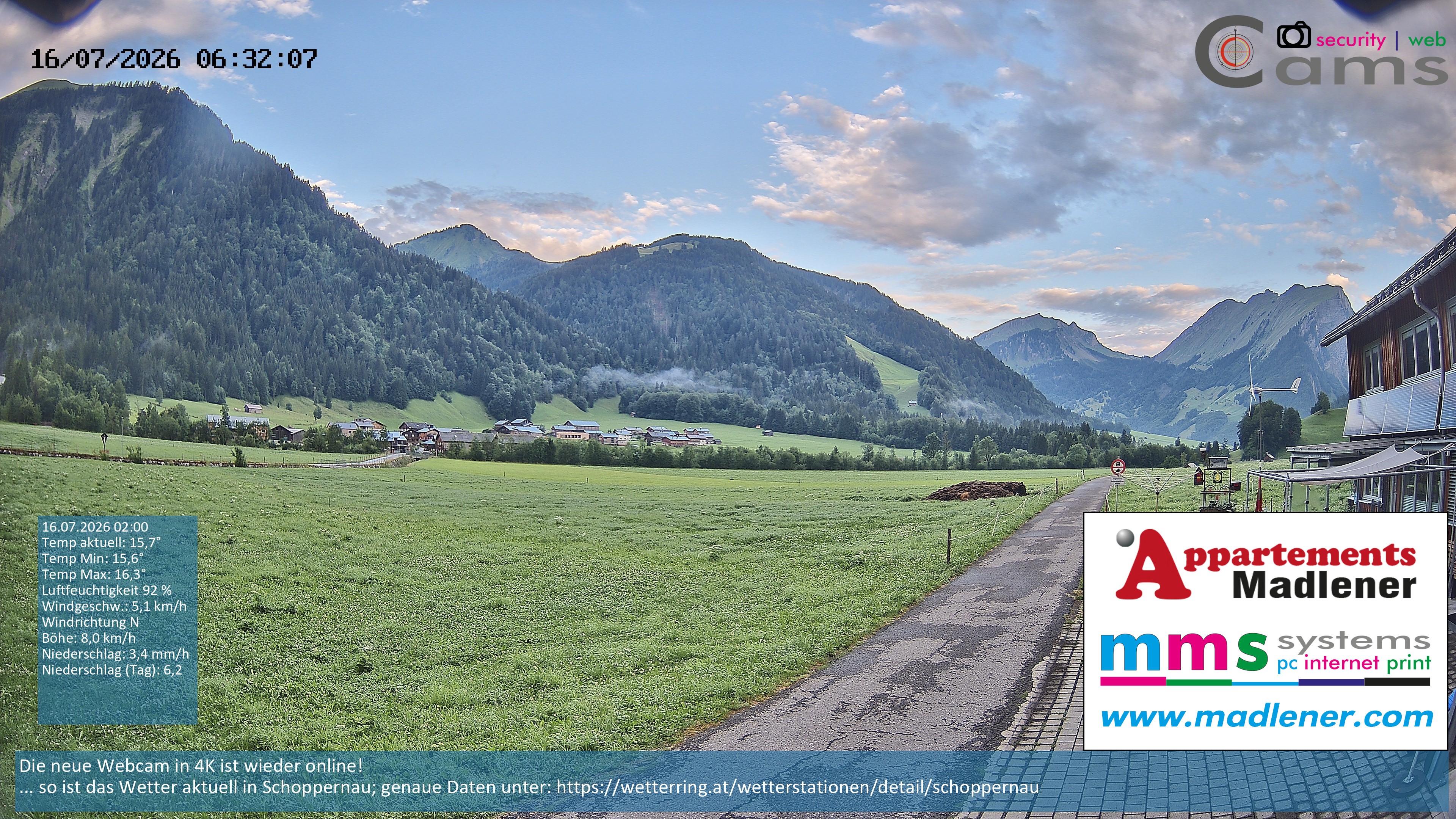 Archiv Foto Webcam Schoppernau Unterdorf im Bregenzerwald
