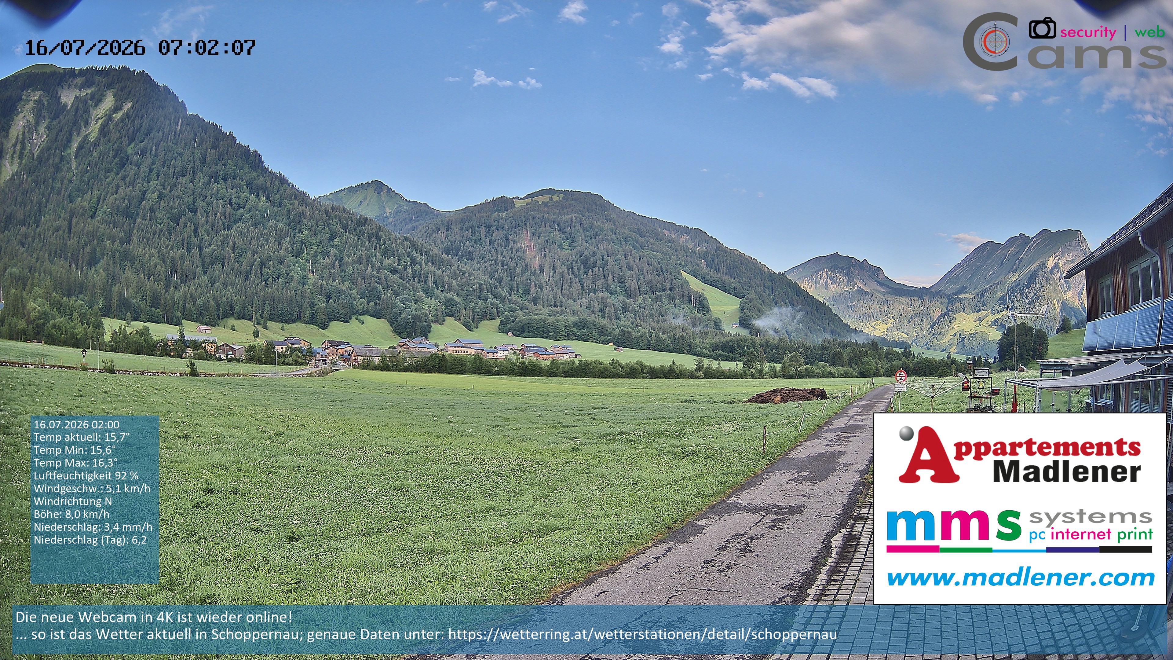 Archiv Foto Webcam Schoppernau Unterdorf im Bregenzerwald