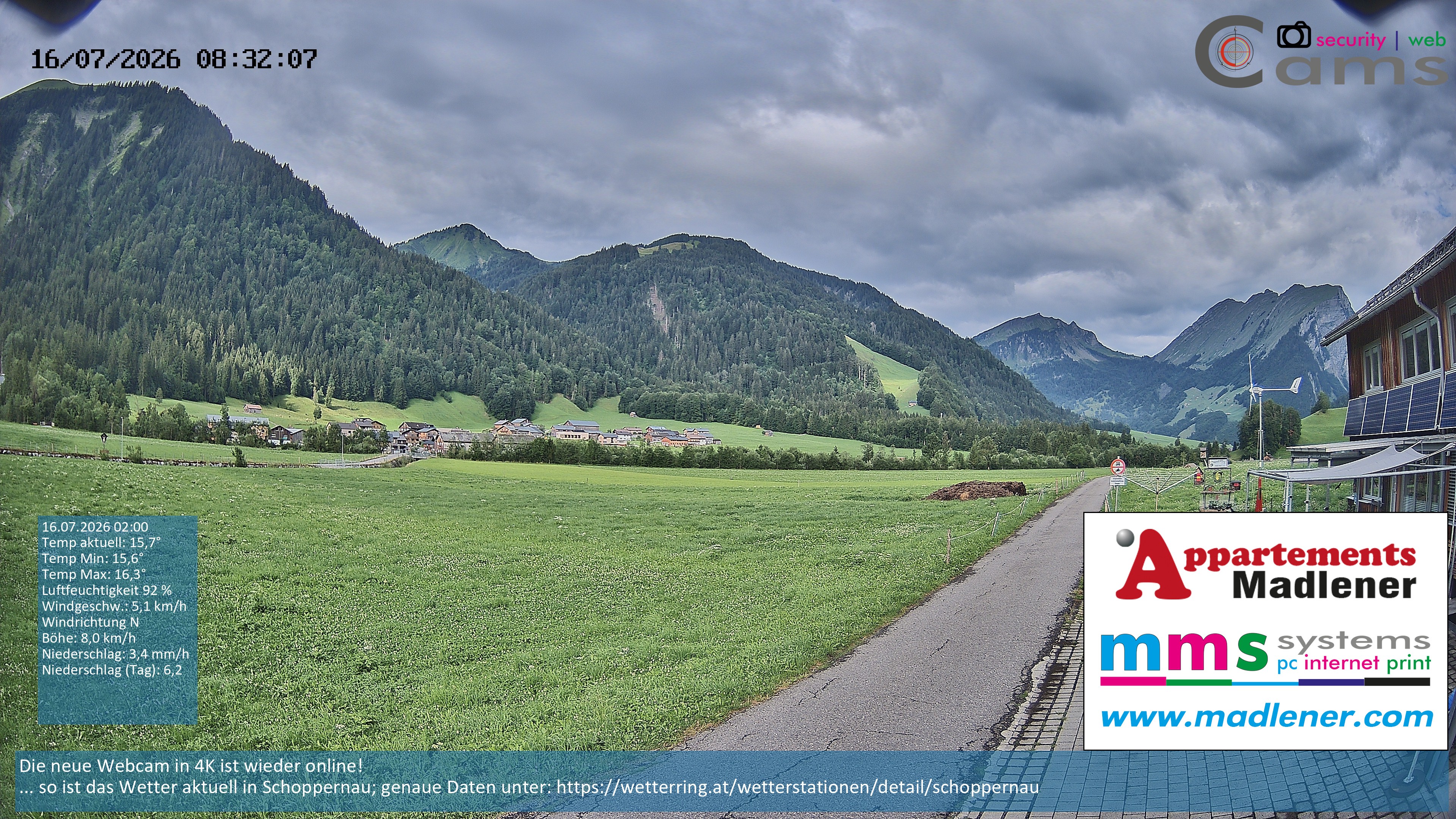 Archiv Foto Webcam Schoppernau Unterdorf im Bregenzerwald