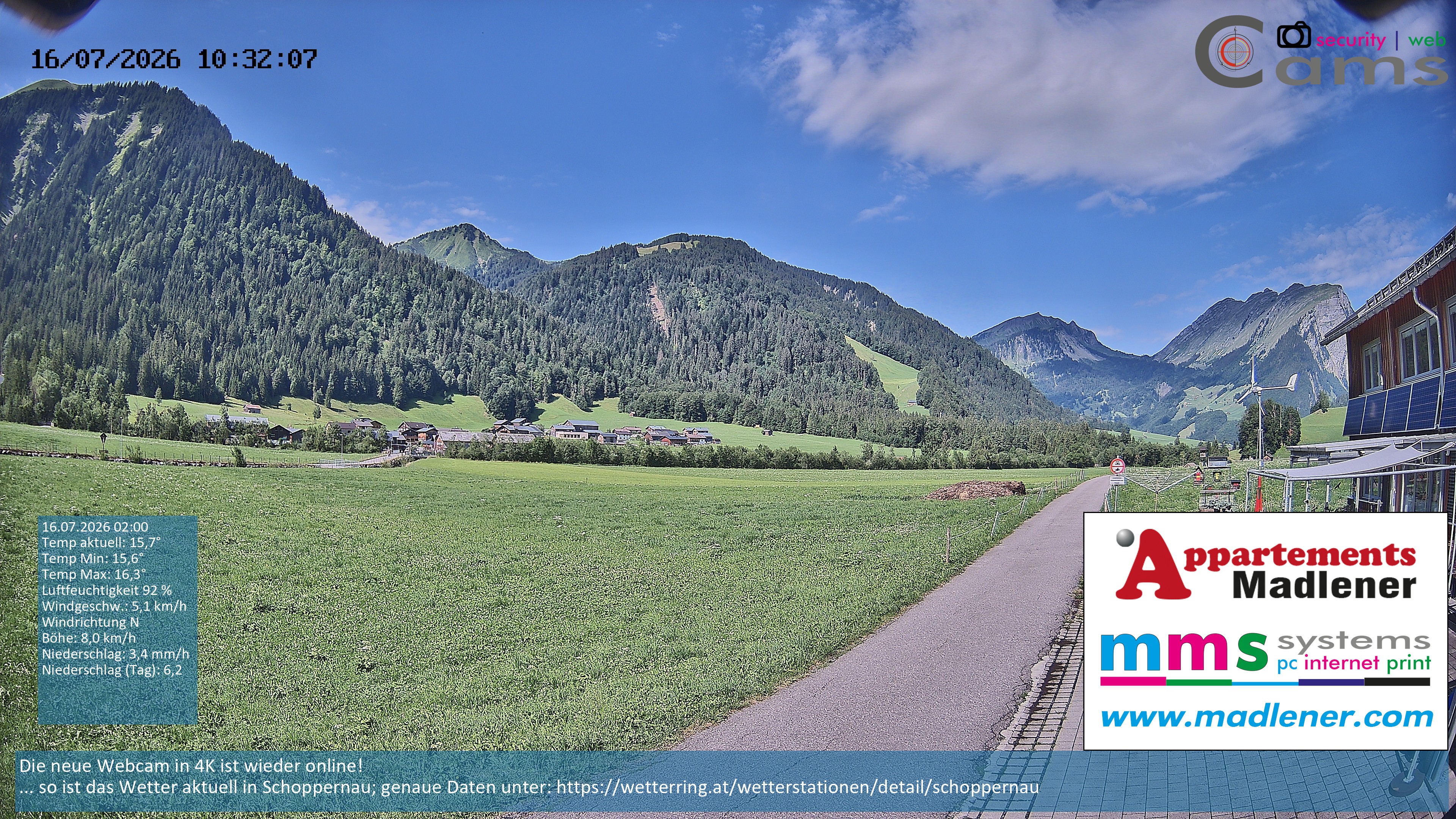 Archiv Foto Webcam Schoppernau Unterdorf im Bregenzerwald