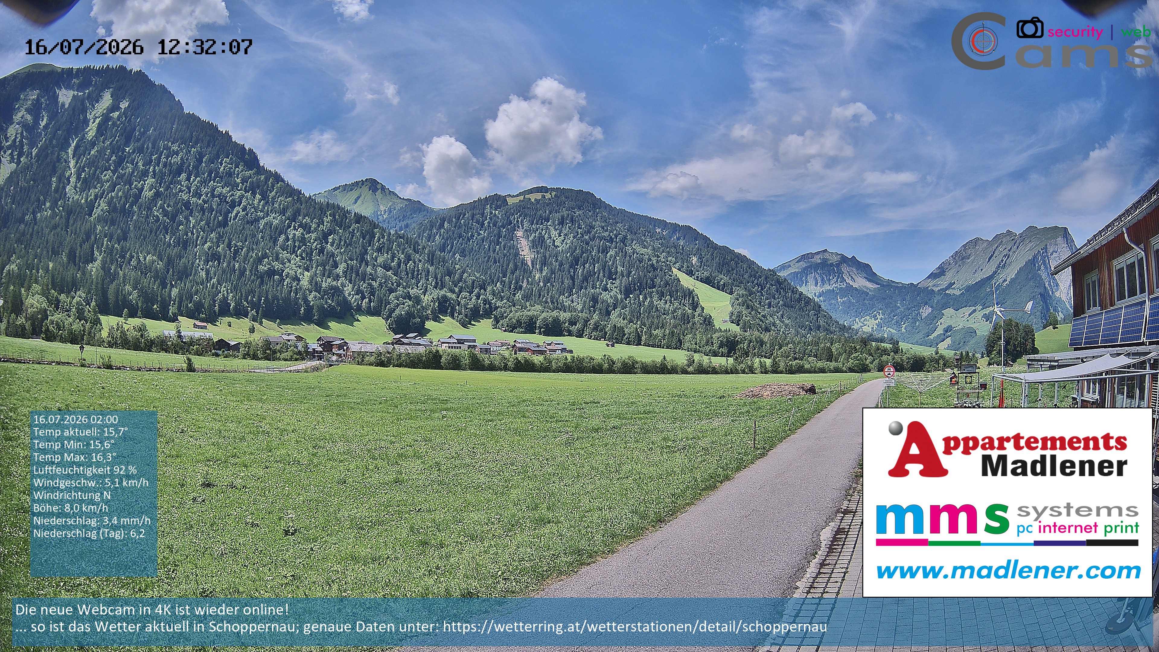 Archiv Foto Webcam Schoppernau Unterdorf im Bregenzerwald
