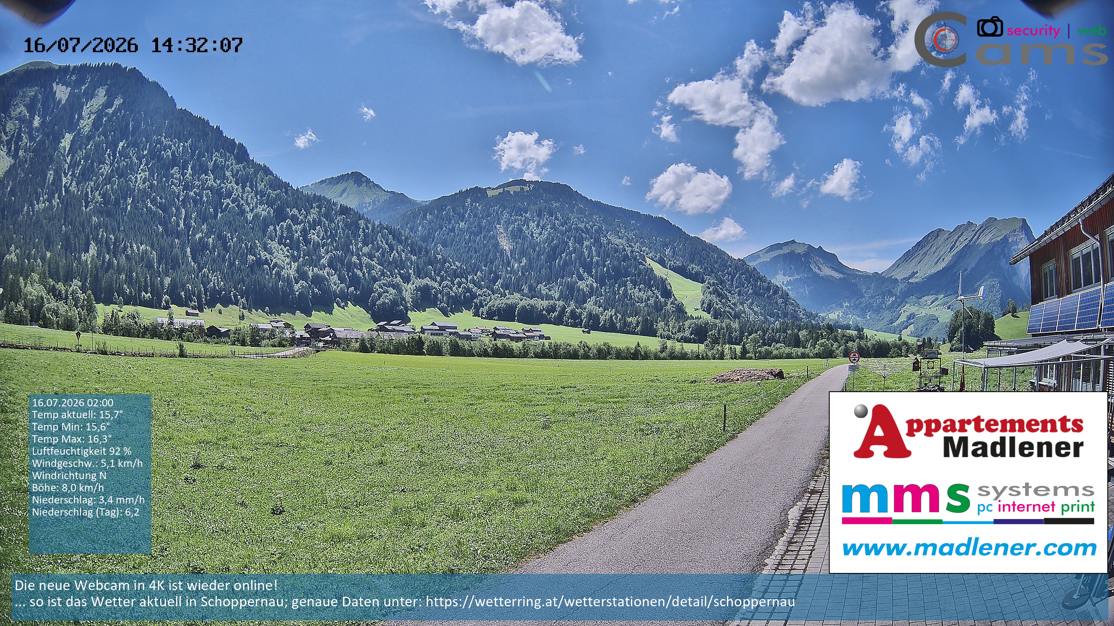 Archiv Foto Webcam Schoppernau Unterdorf im Bregenzerwald