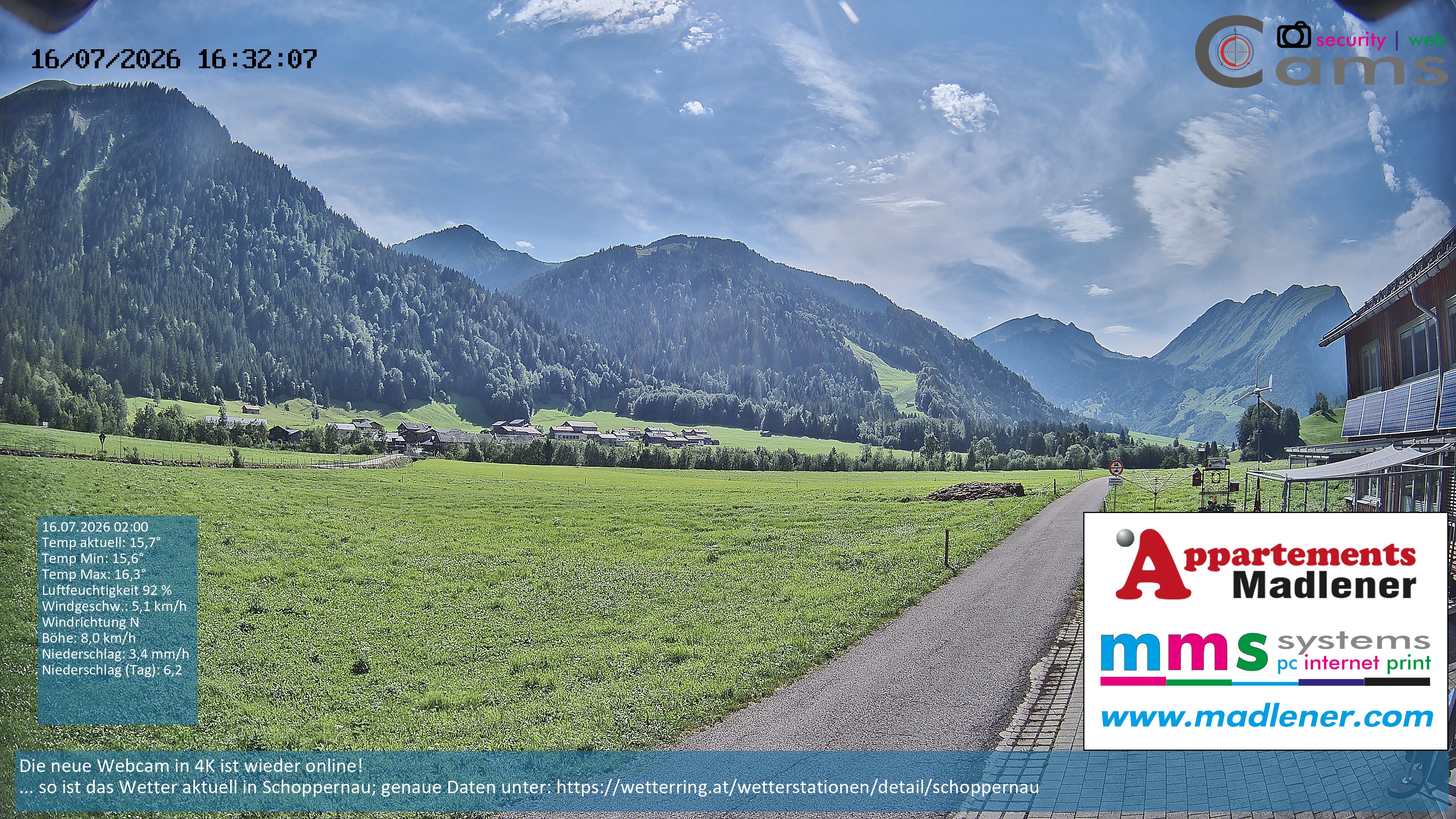 Archiv Foto Webcam Schoppernau Unterdorf im Bregenzerwald