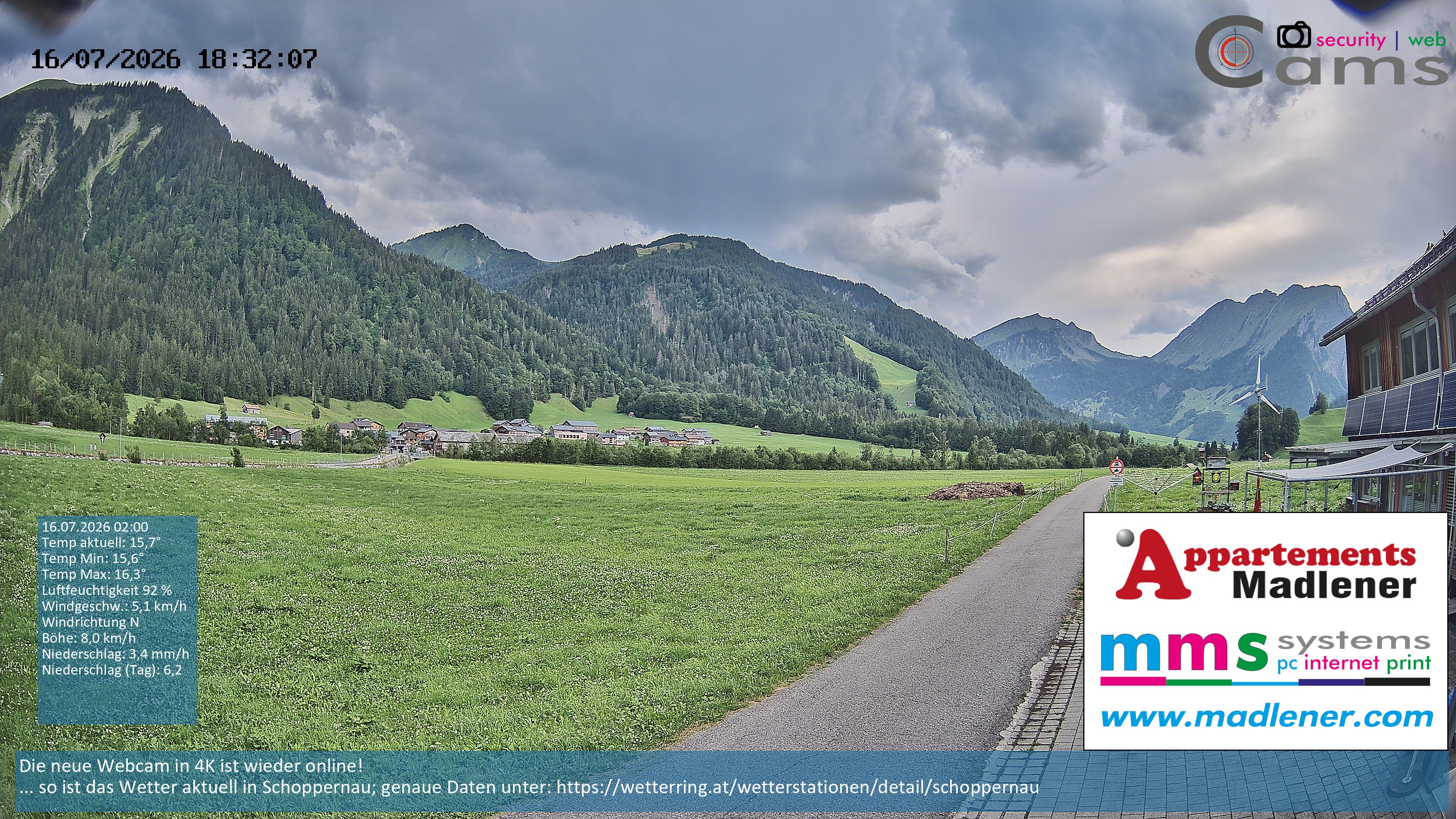 Archiv Foto Webcam Schoppernau Unterdorf im Bregenzerwald