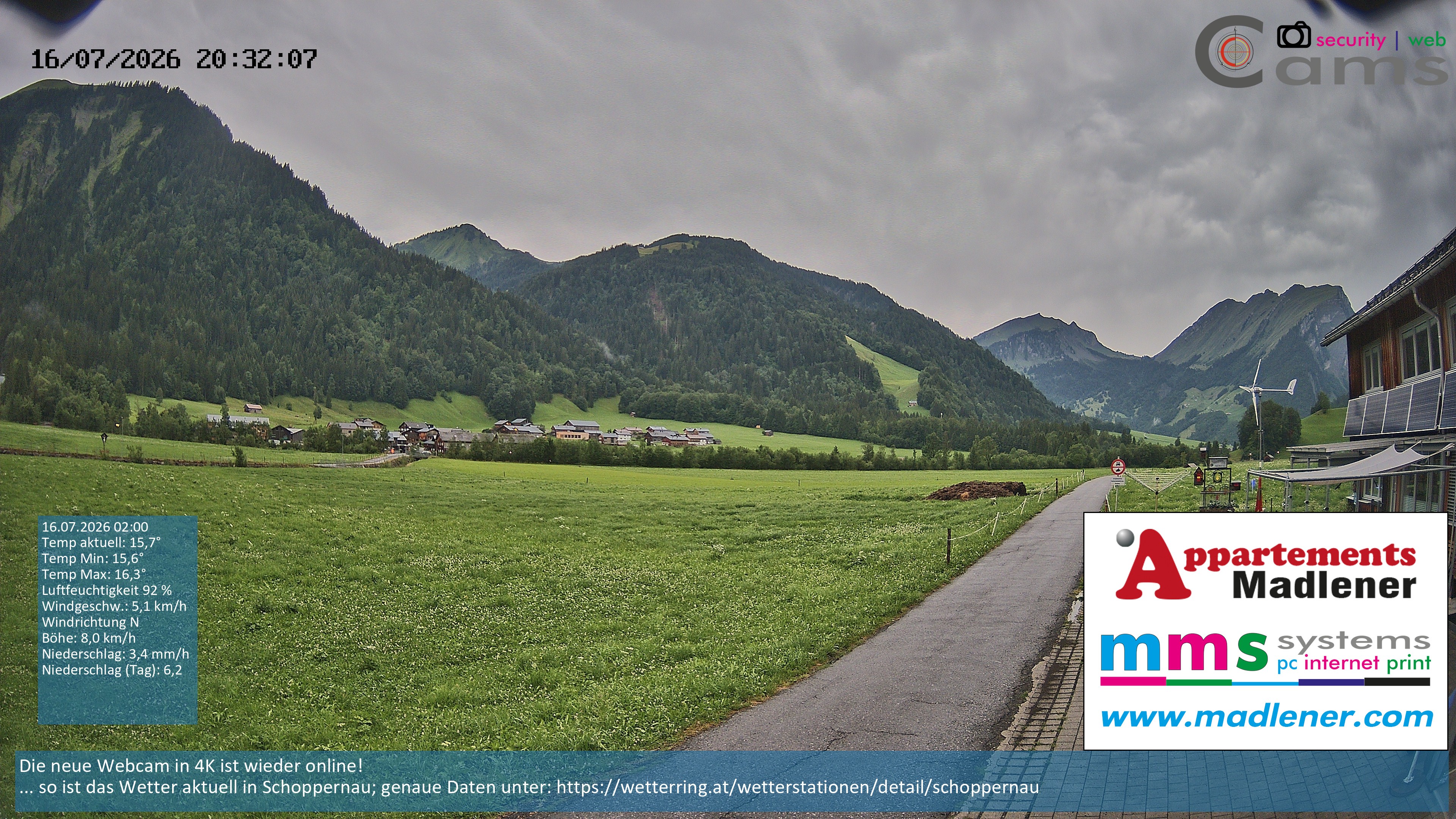 Archiv Foto Webcam Schoppernau Unterdorf im Bregenzerwald