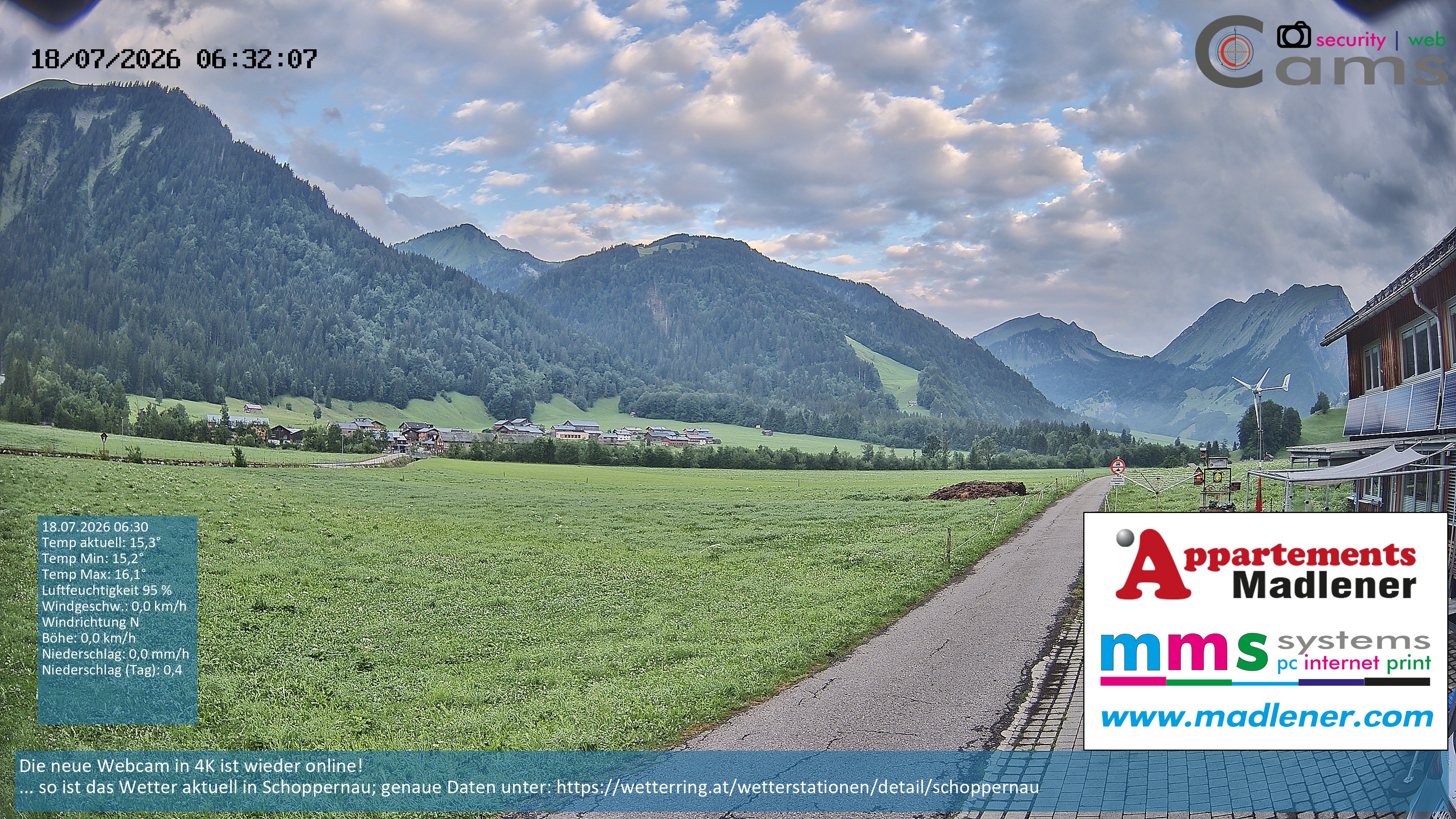 Archiv Foto Webcam Schoppernau Unterdorf im Bregenzerwald