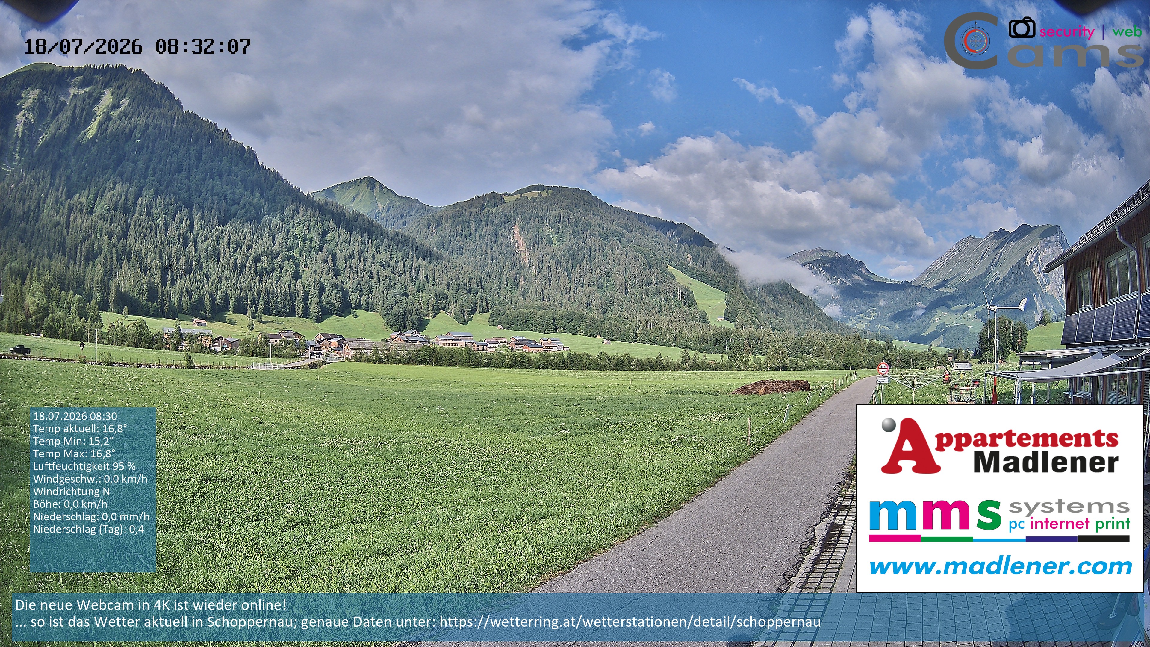 Archiv Foto Webcam Schoppernau Unterdorf im Bregenzerwald