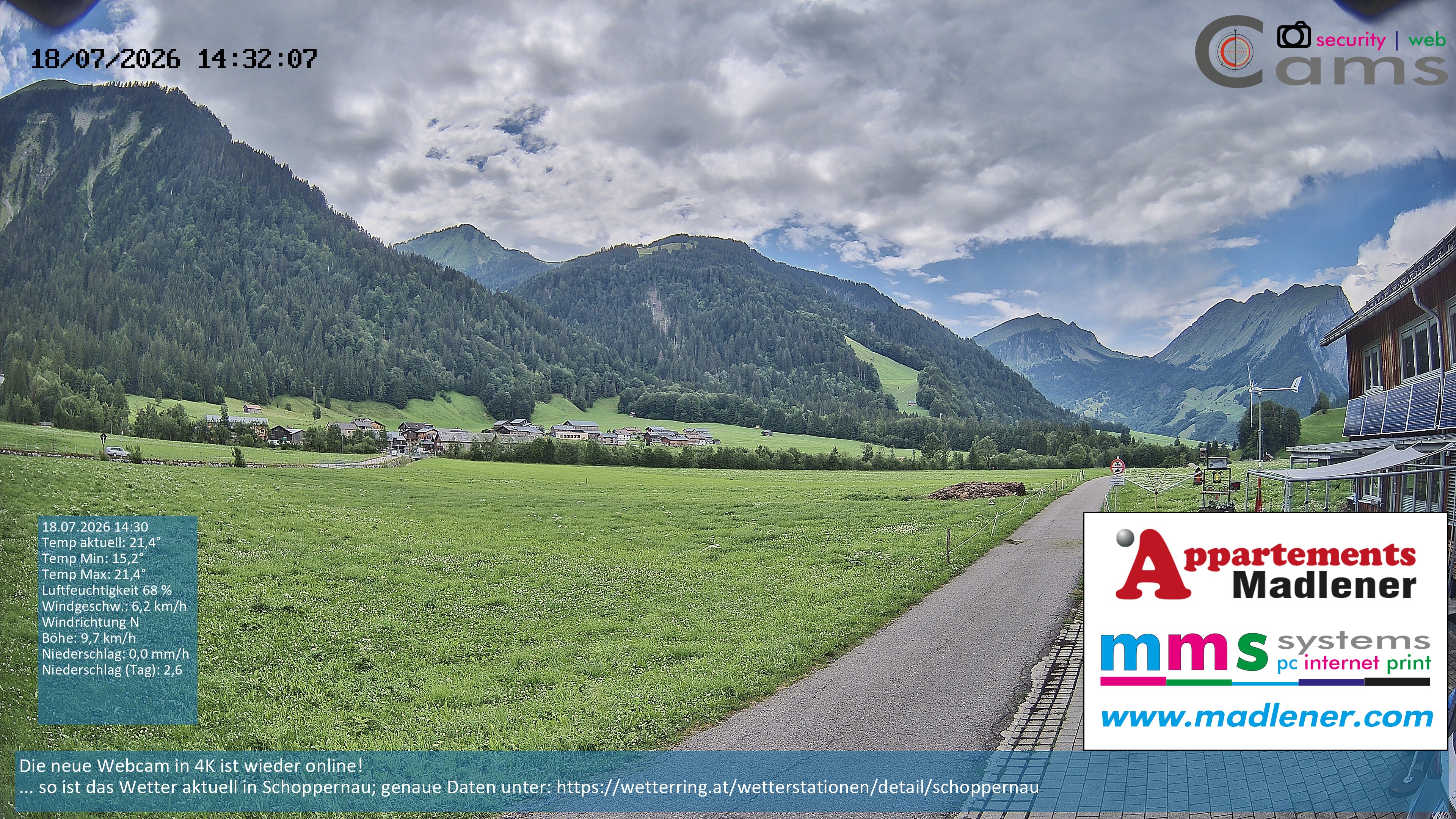 Archiv Foto Webcam Schoppernau Unterdorf im Bregenzerwald