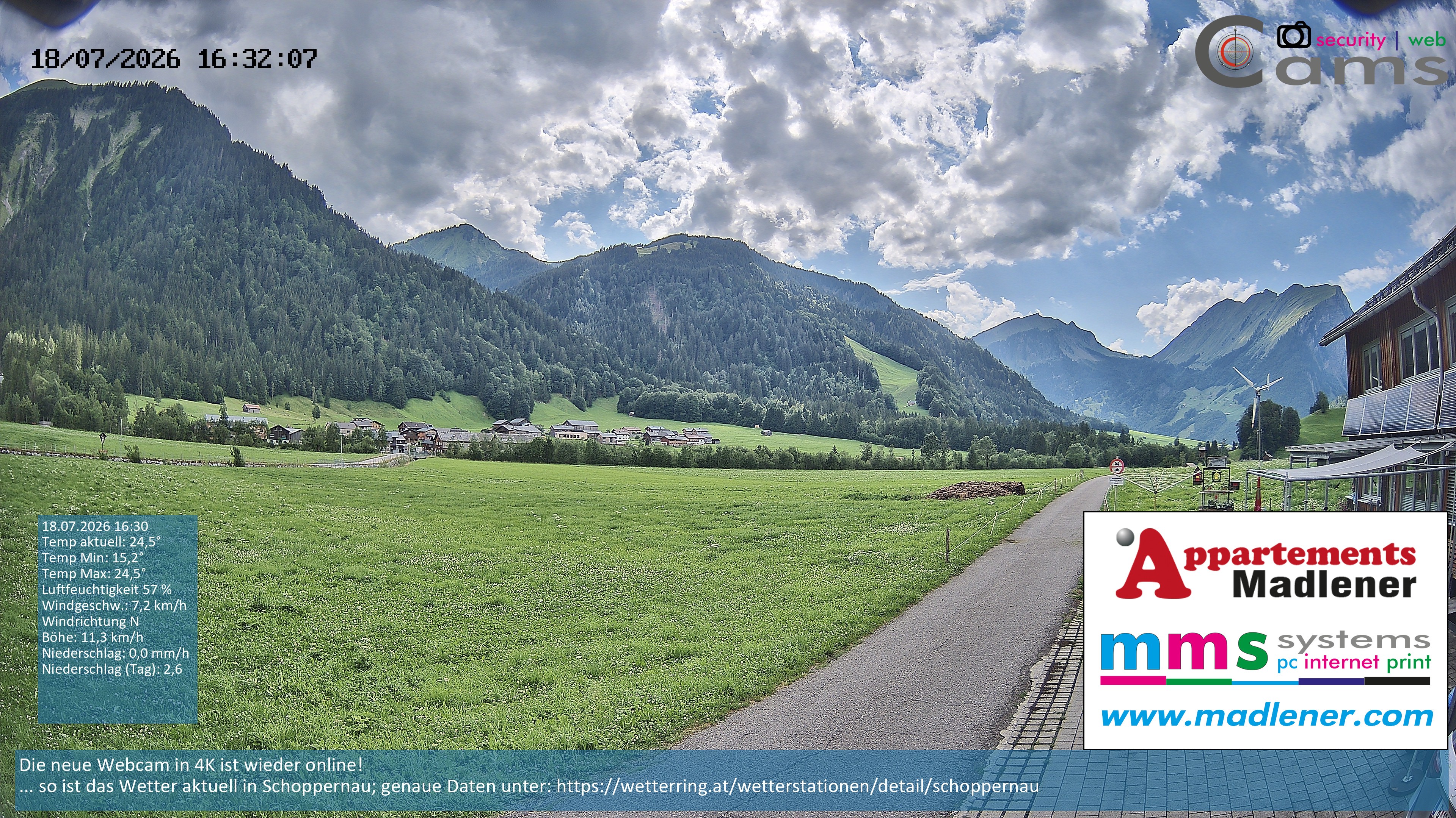 Archiv Foto Webcam Schoppernau Unterdorf im Bregenzerwald