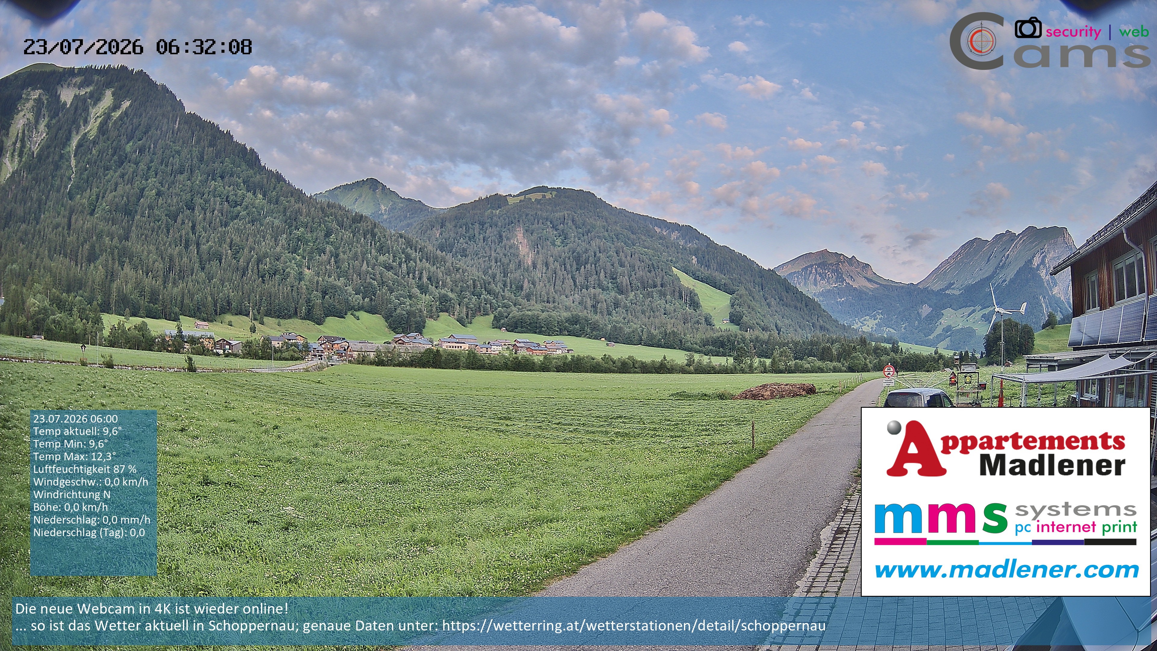 Archiv Foto Webcam Schoppernau Unterdorf im Bregenzerwald